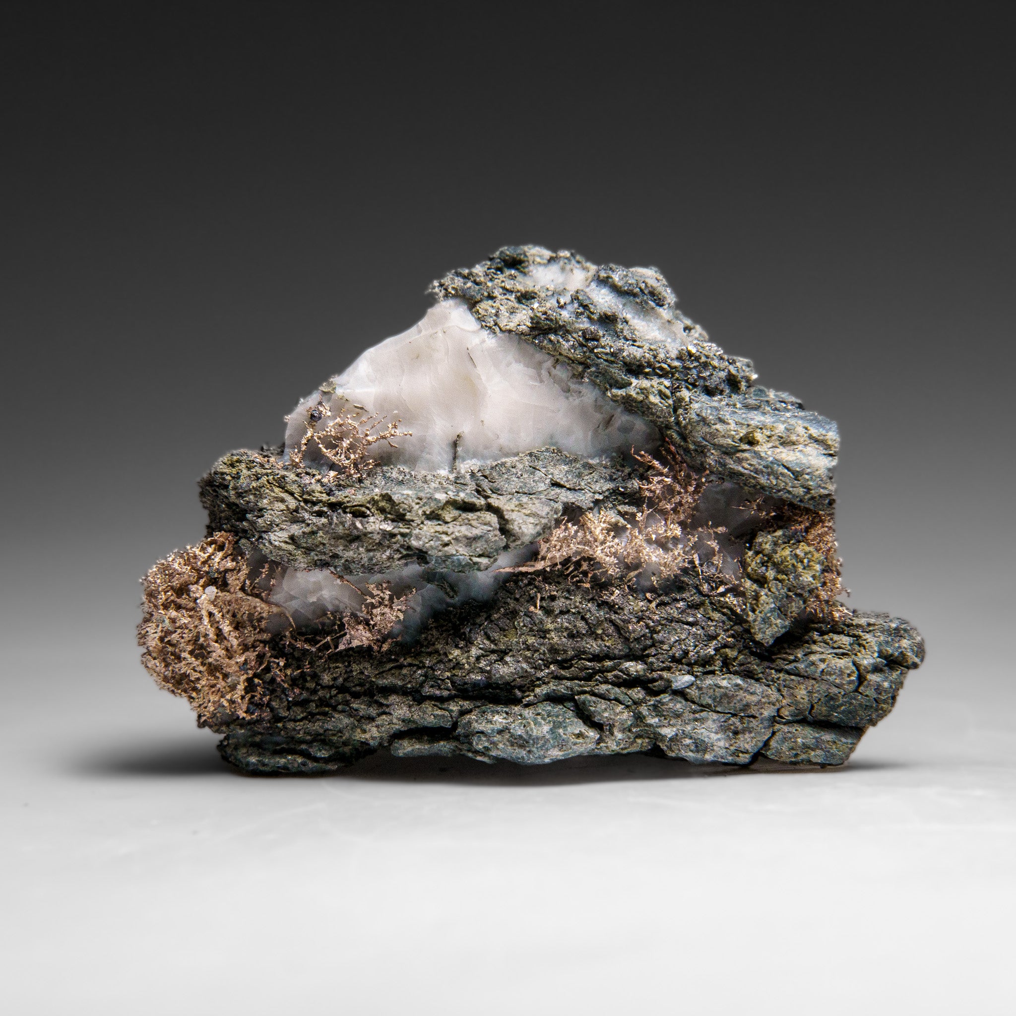 Native Silver on Calcite Crystal Cluster  Matrix From Bouismas Mine, Zagora, Morocco