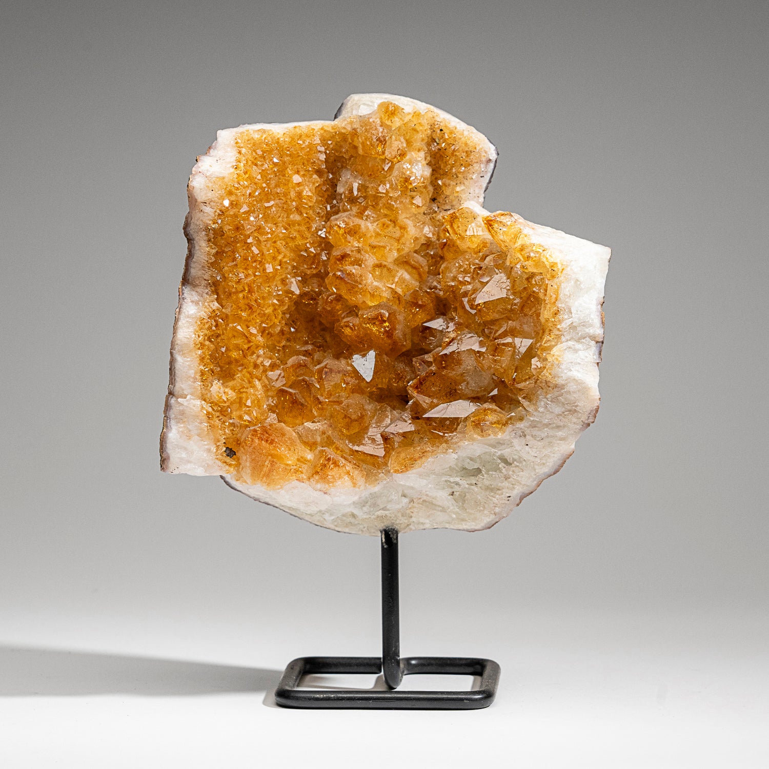 Genuine Citrine Quartz Crystal Cluster on Metal Stand (12", 7.9 lbs)