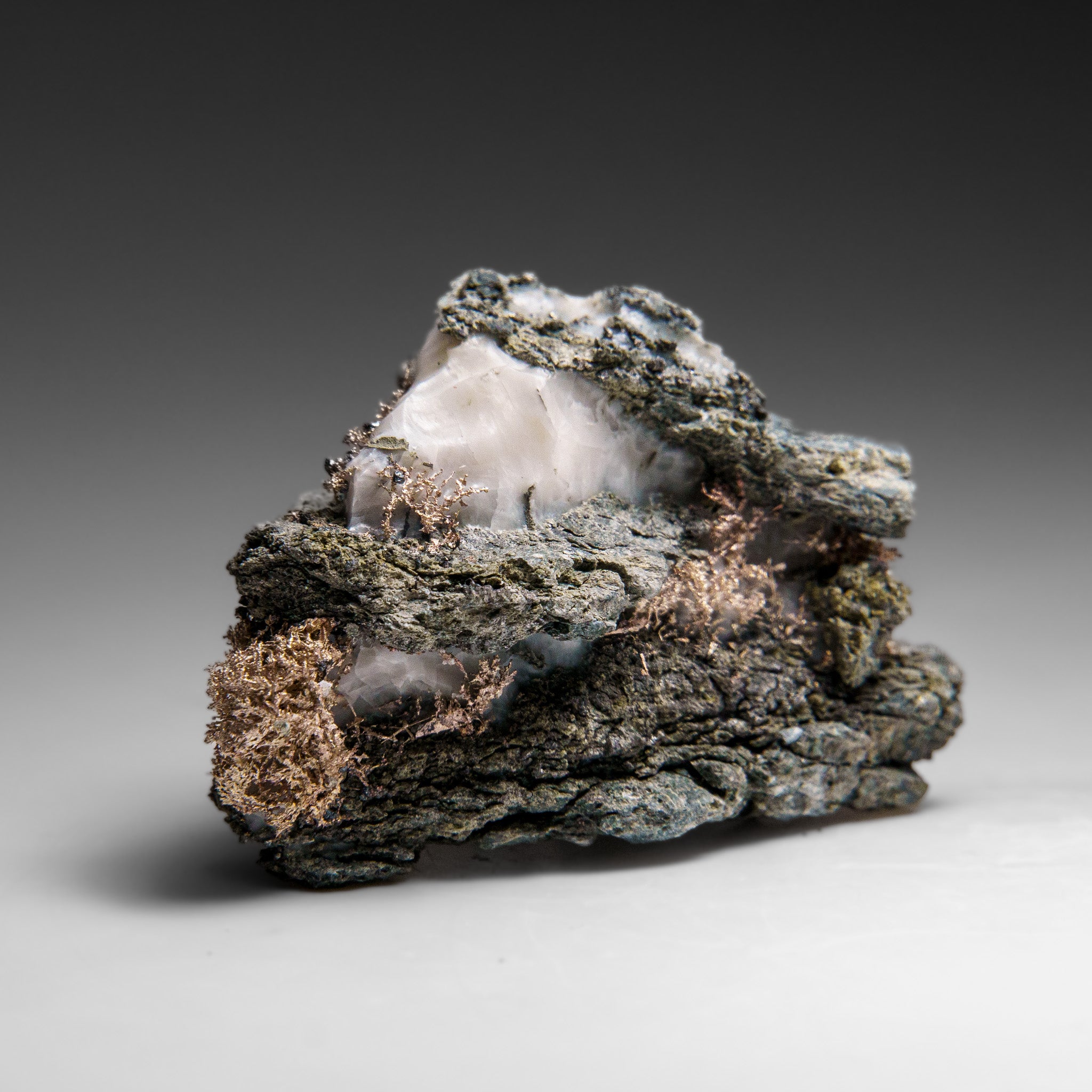 Native Silver on Calcite Crystal Cluster  Matrix From Bouismas Mine, Zagora, Morocco