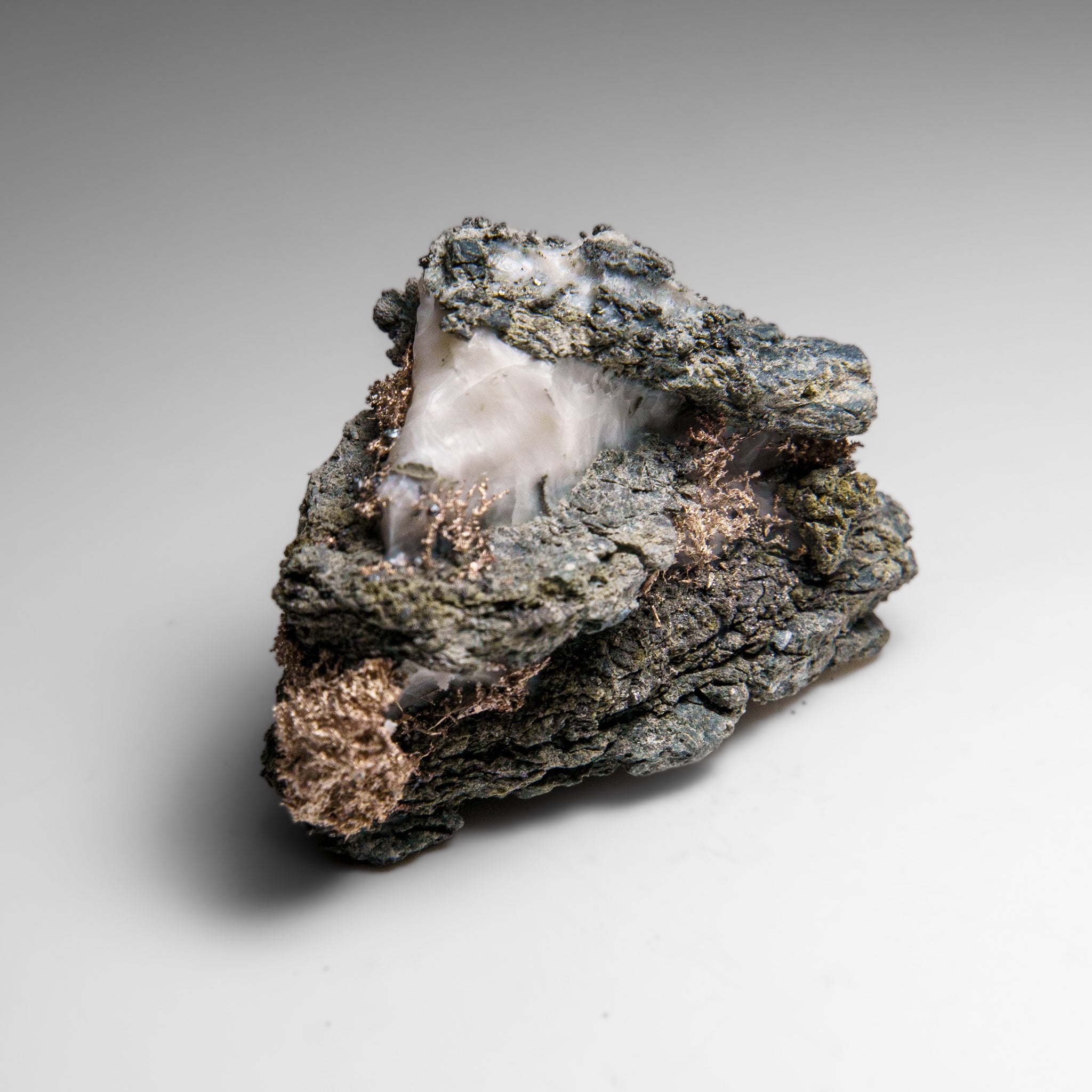 Native Silver on Calcite Crystal Cluster  Matrix From Bouismas Mine, Zagora, Morocco