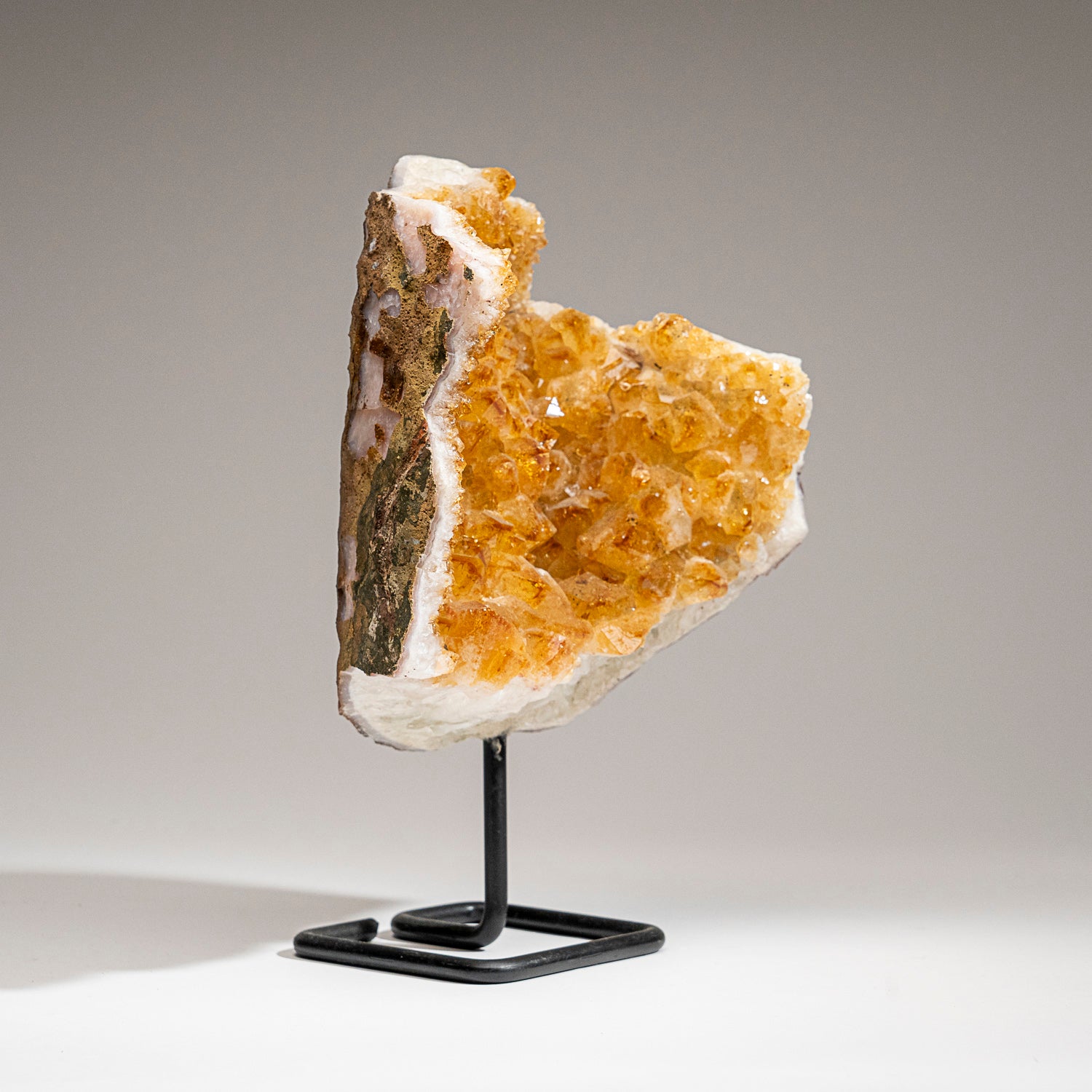 Genuine Citrine Quartz Crystal Cluster on Metal Stand (12", 7.9 lbs)