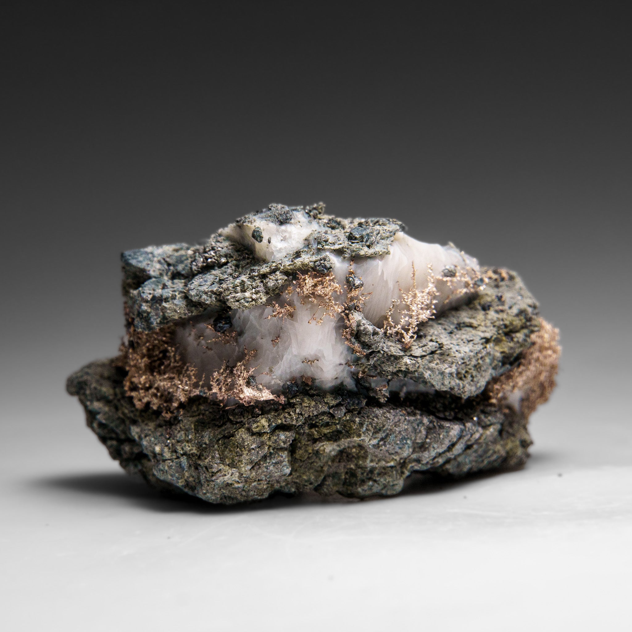 Native Silver on Calcite Crystal Cluster  Matrix From Bouismas Mine, Zagora, Morocco