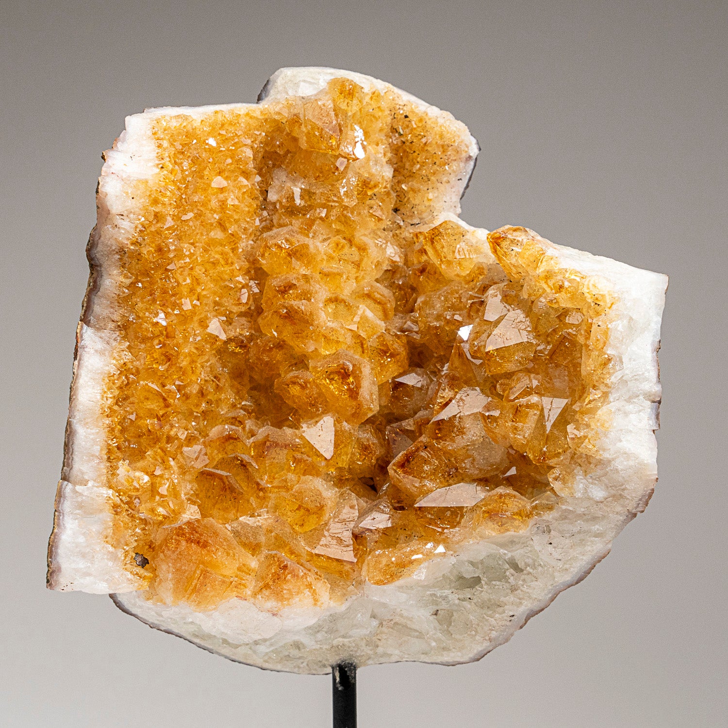 Genuine Citrine Quartz Crystal Cluster on Metal Stand (12", 7.9 lbs)