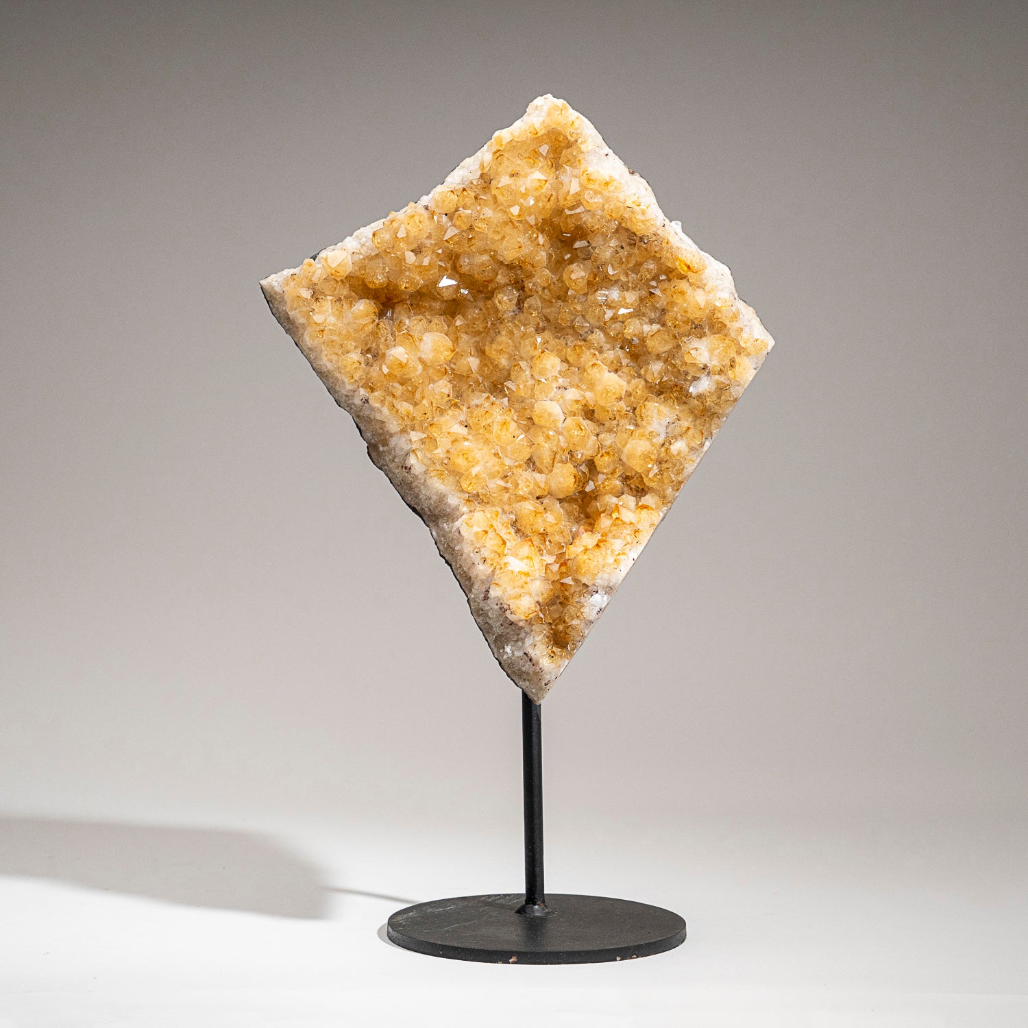 Genuine Citrine Quartz Crystal Cluster on Metal Stand (17", 10 lbs)