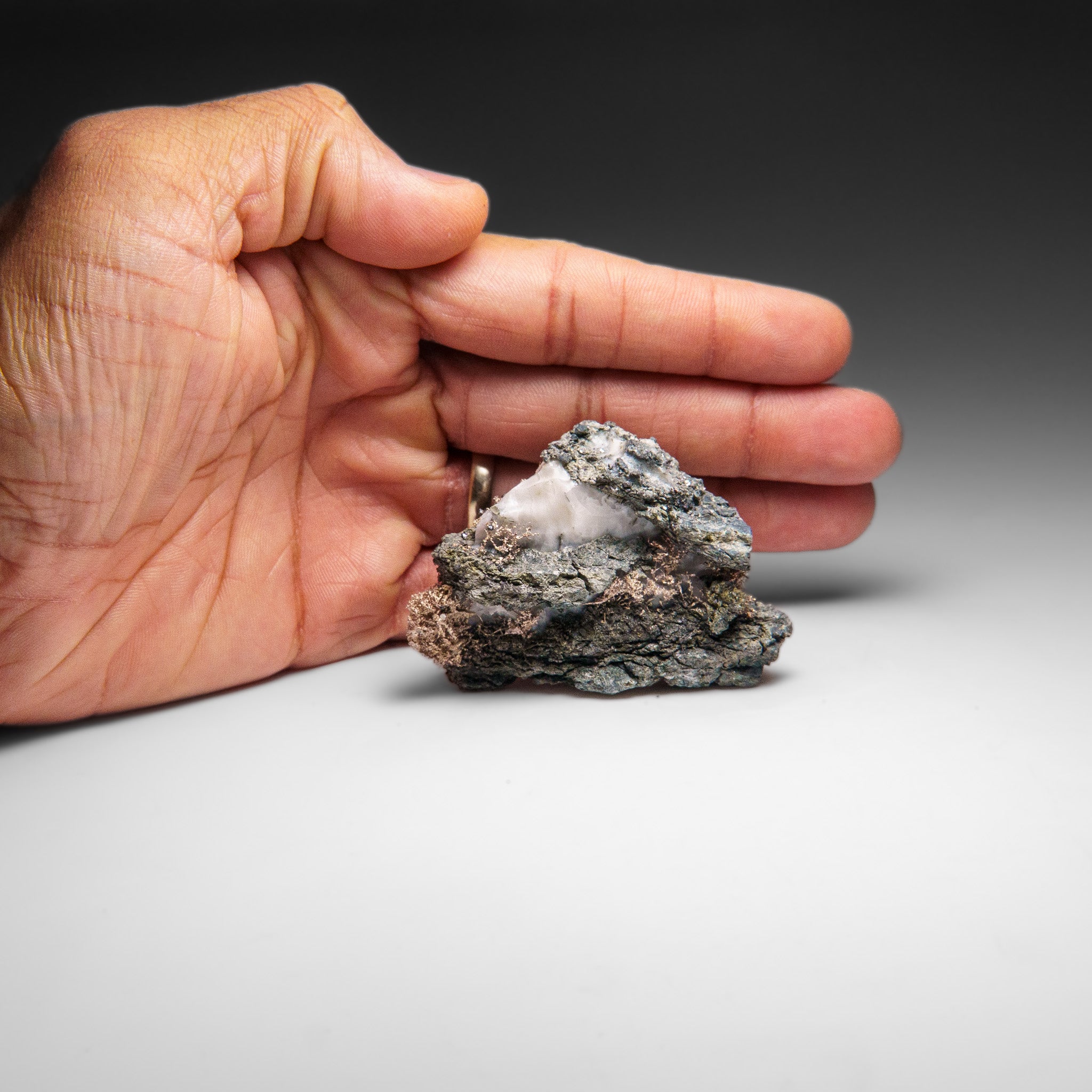 Native Silver on Calcite Crystal Cluster  Matrix From Bouismas Mine, Zagora, Morocco