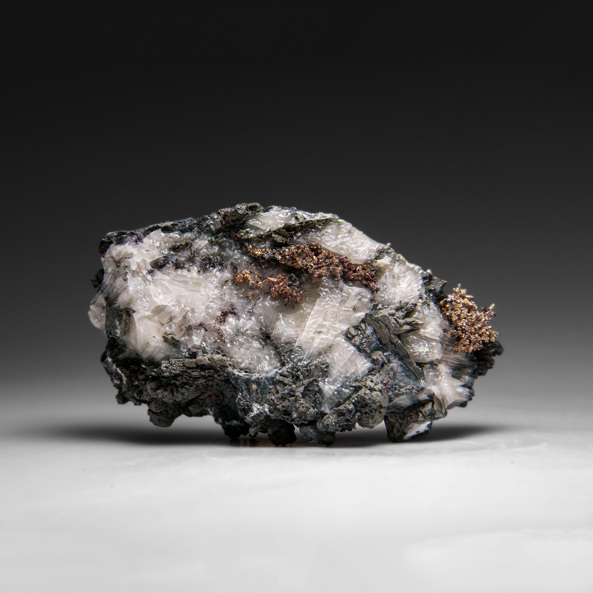 Native Silver on Calcite Crystal Cluster  Matrix From Bouismas Mine, Zagora, Morocco