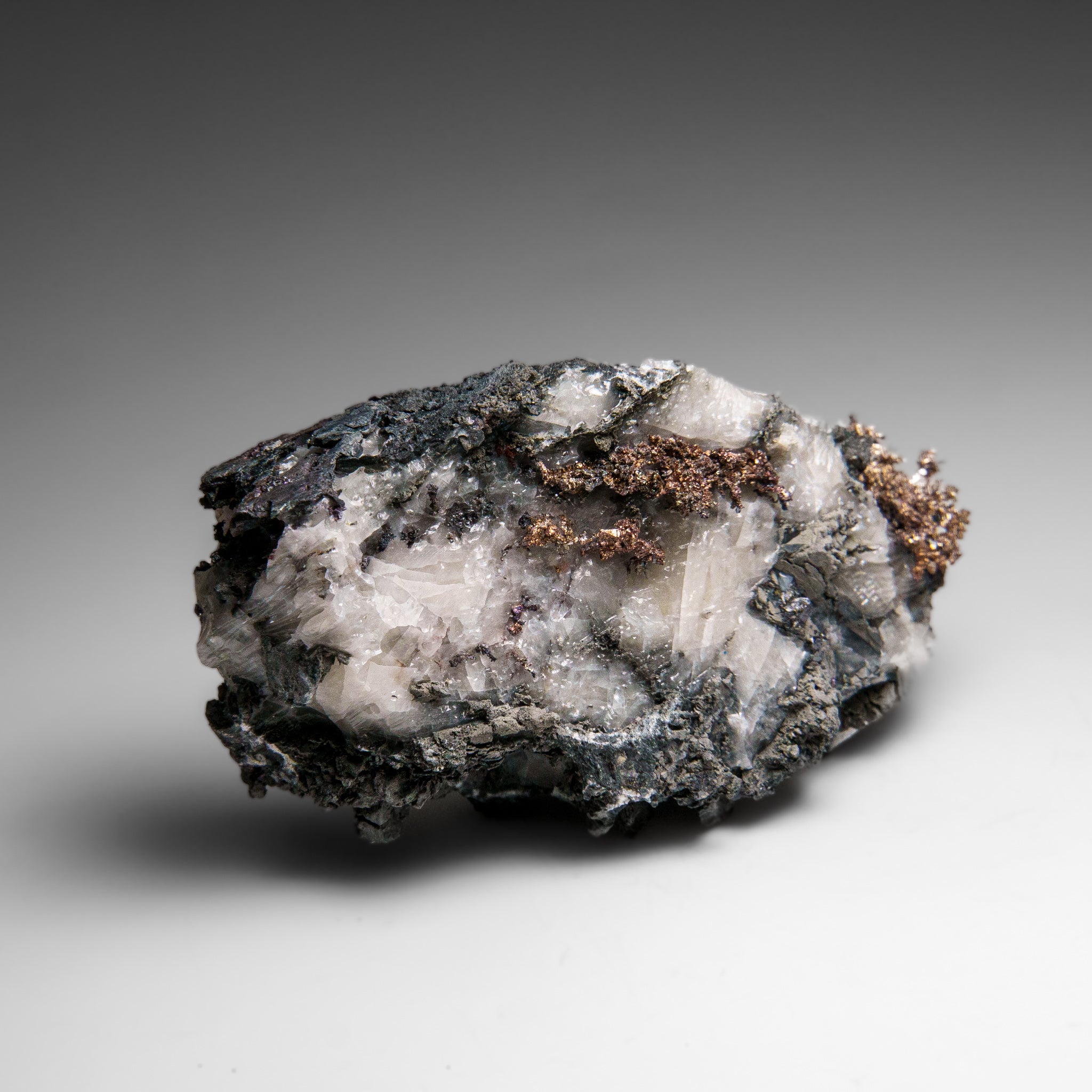 Native Silver on Calcite Crystal Cluster  Matrix From Bouismas Mine, Zagora, Morocco
