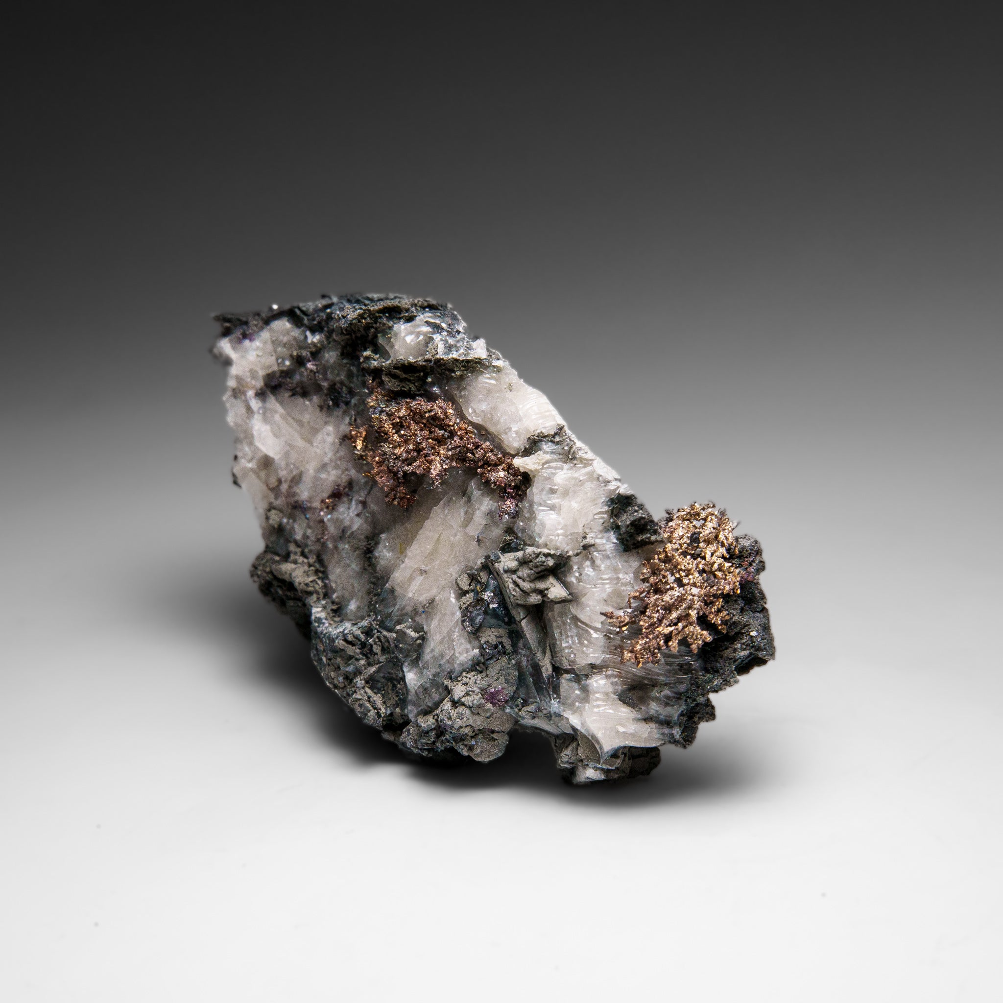 Native Silver on Calcite Crystal Cluster  Matrix From Bouismas Mine, Zagora, Morocco