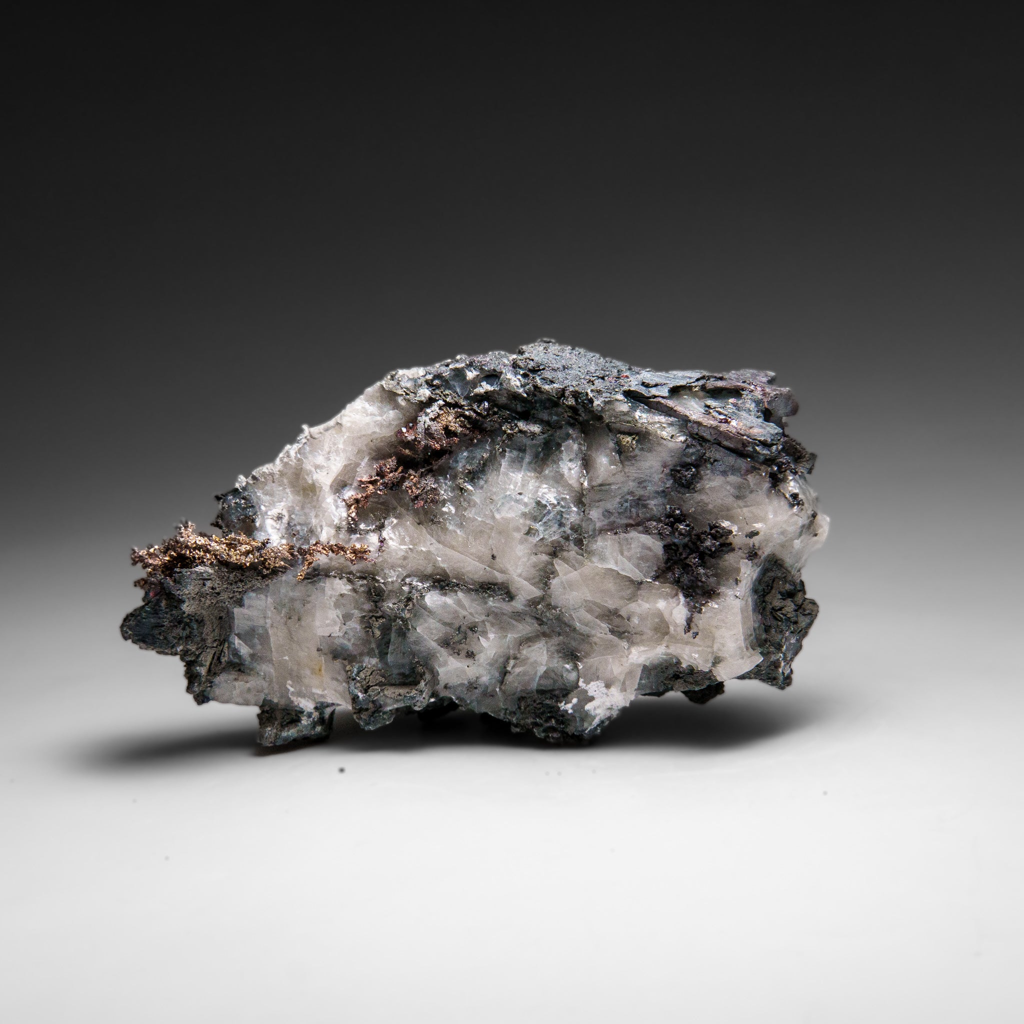 Native Silver on Calcite Crystal Cluster  Matrix From Bouismas Mine, Zagora, Morocco