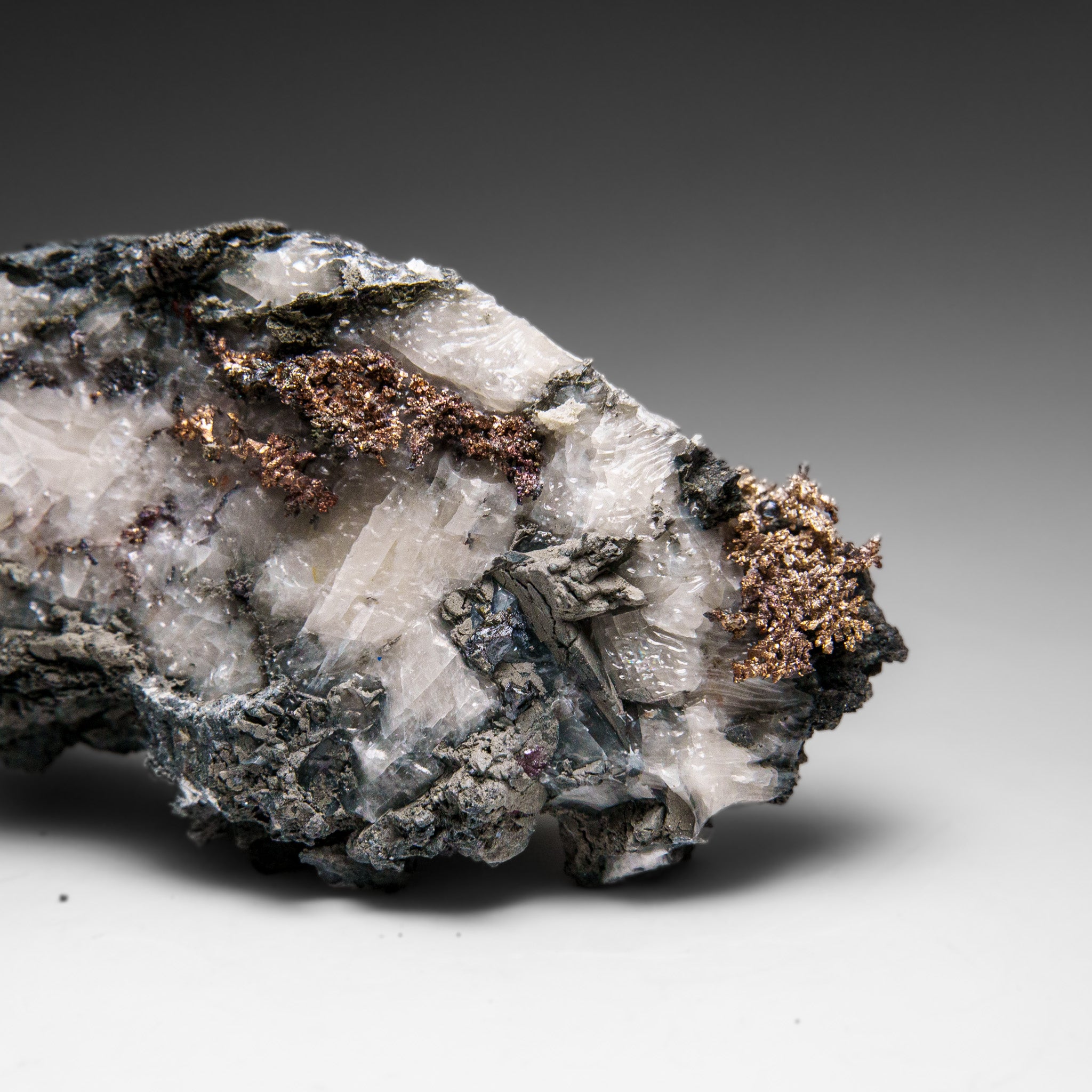 Native Silver on Calcite Crystal Cluster  Matrix From Bouismas Mine, Zagora, Morocco