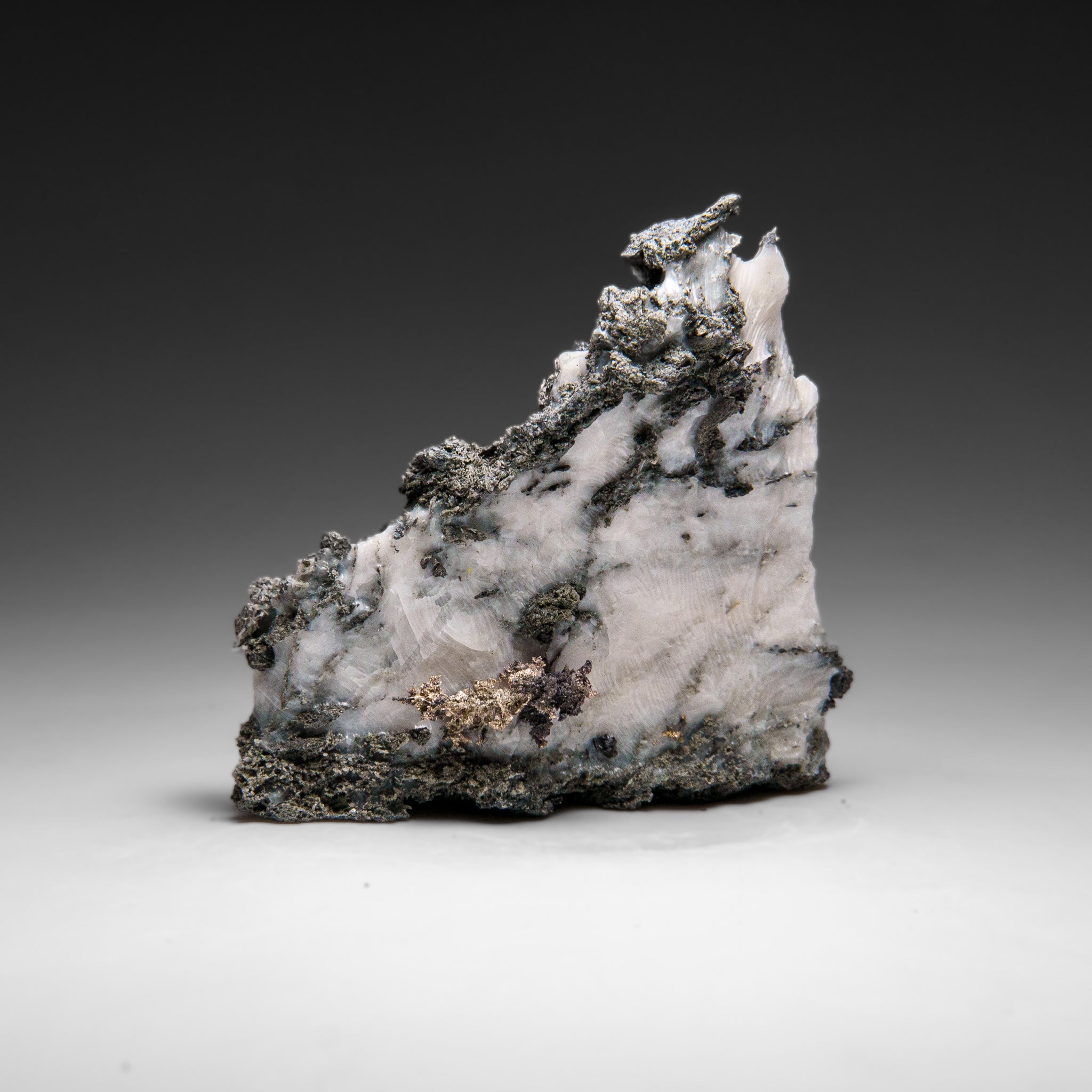 Native Silver on Calcite Crystal Cluster  Matrix From Bouismas Mine, Zagora, Morocco