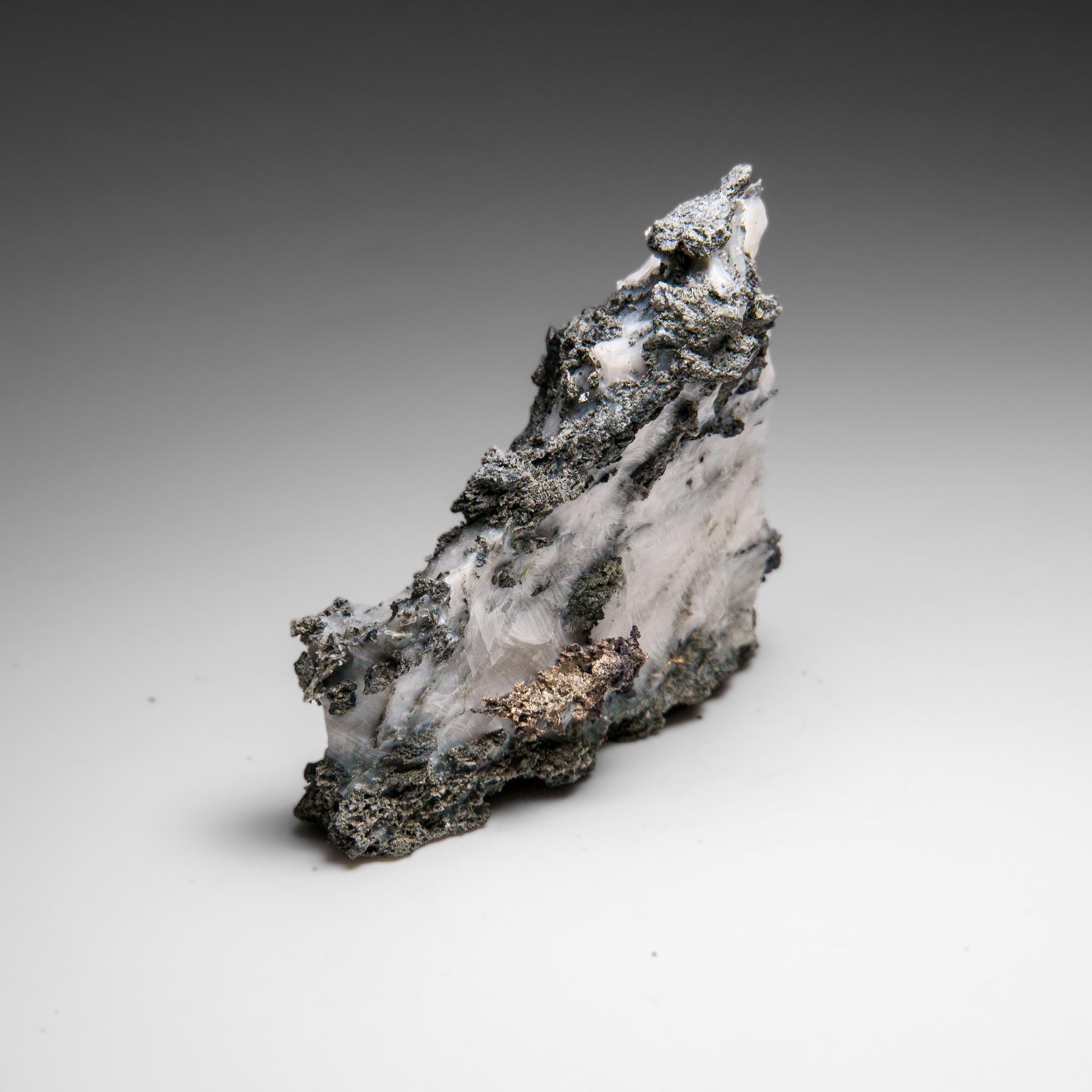 Native Silver on Calcite Crystal Cluster  Matrix From Bouismas Mine, Zagora, Morocco