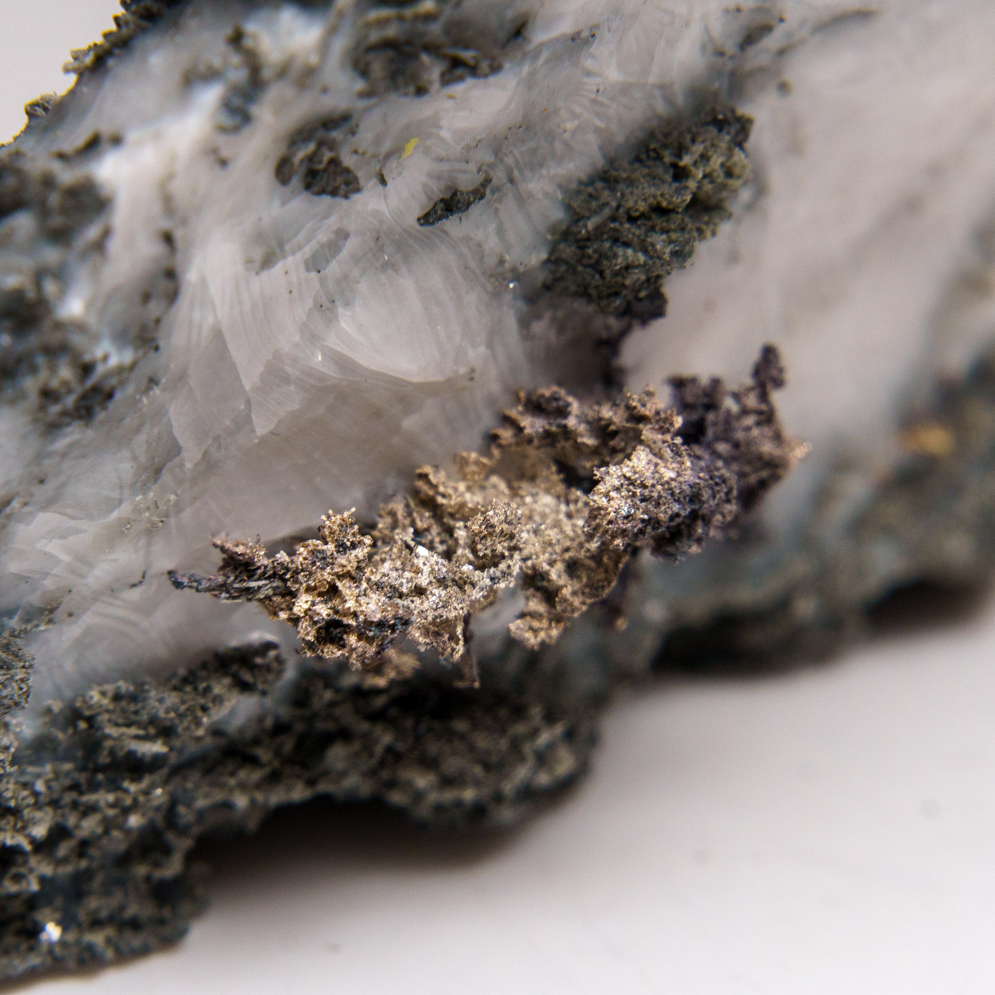 Native Silver on Calcite Crystal Cluster  Matrix From Bouismas Mine, Zagora, Morocco