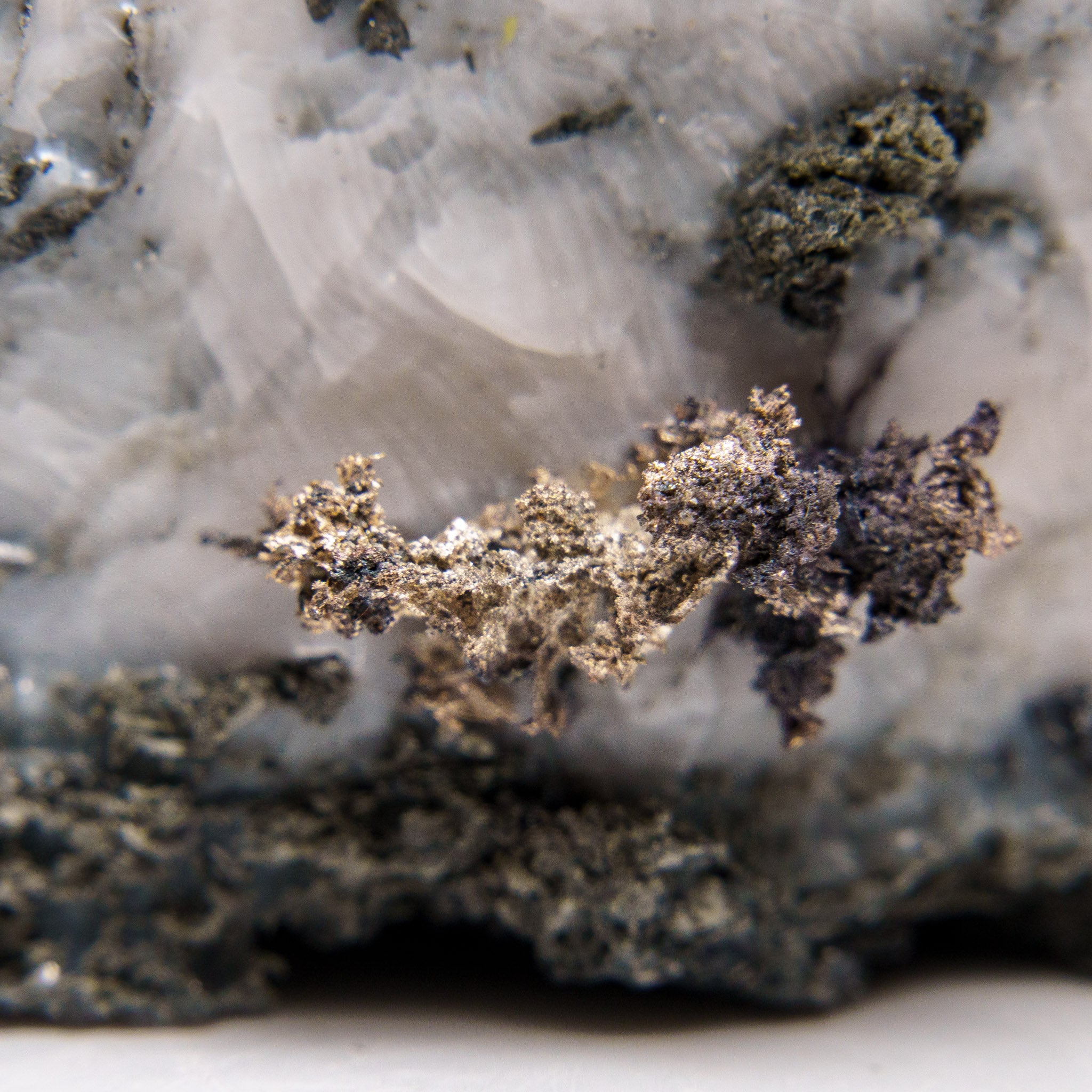 Native Silver on Calcite Crystal Cluster  Matrix From Bouismas Mine, Zagora, Morocco