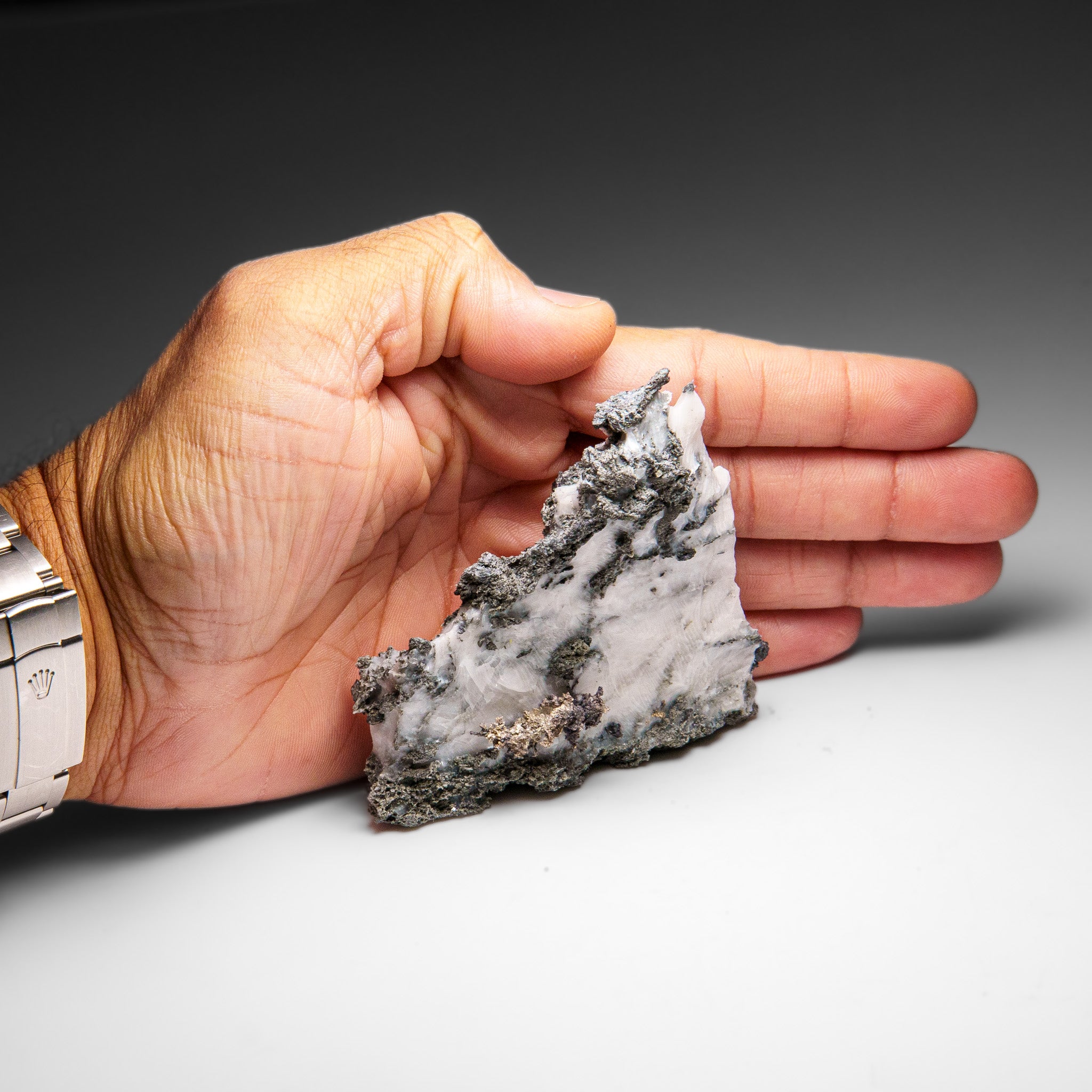 Native Silver on Calcite Crystal Cluster  Matrix From Bouismas Mine, Zagora, Morocco