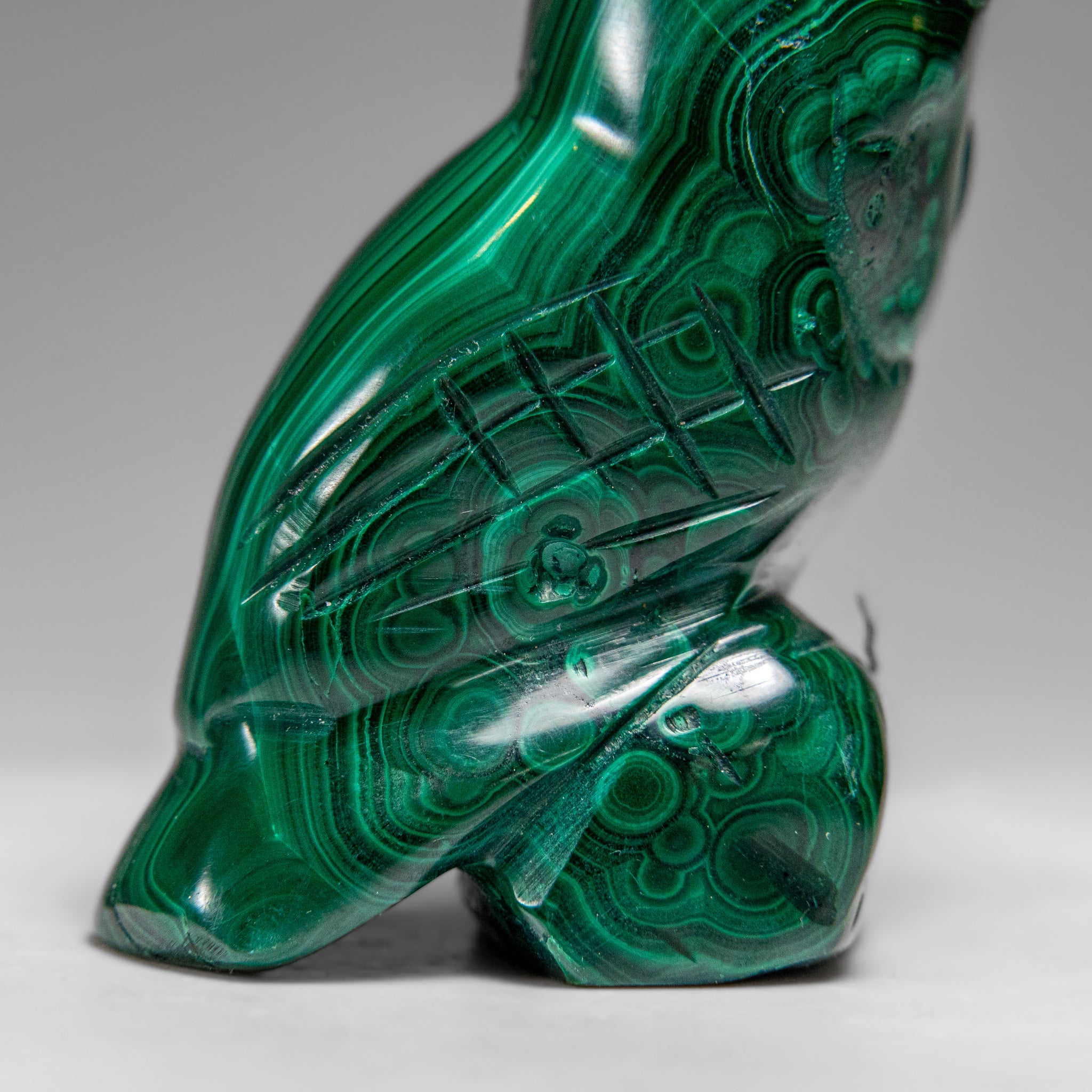 Genuine Polished Malachite Owl Carving (149.3 grams)