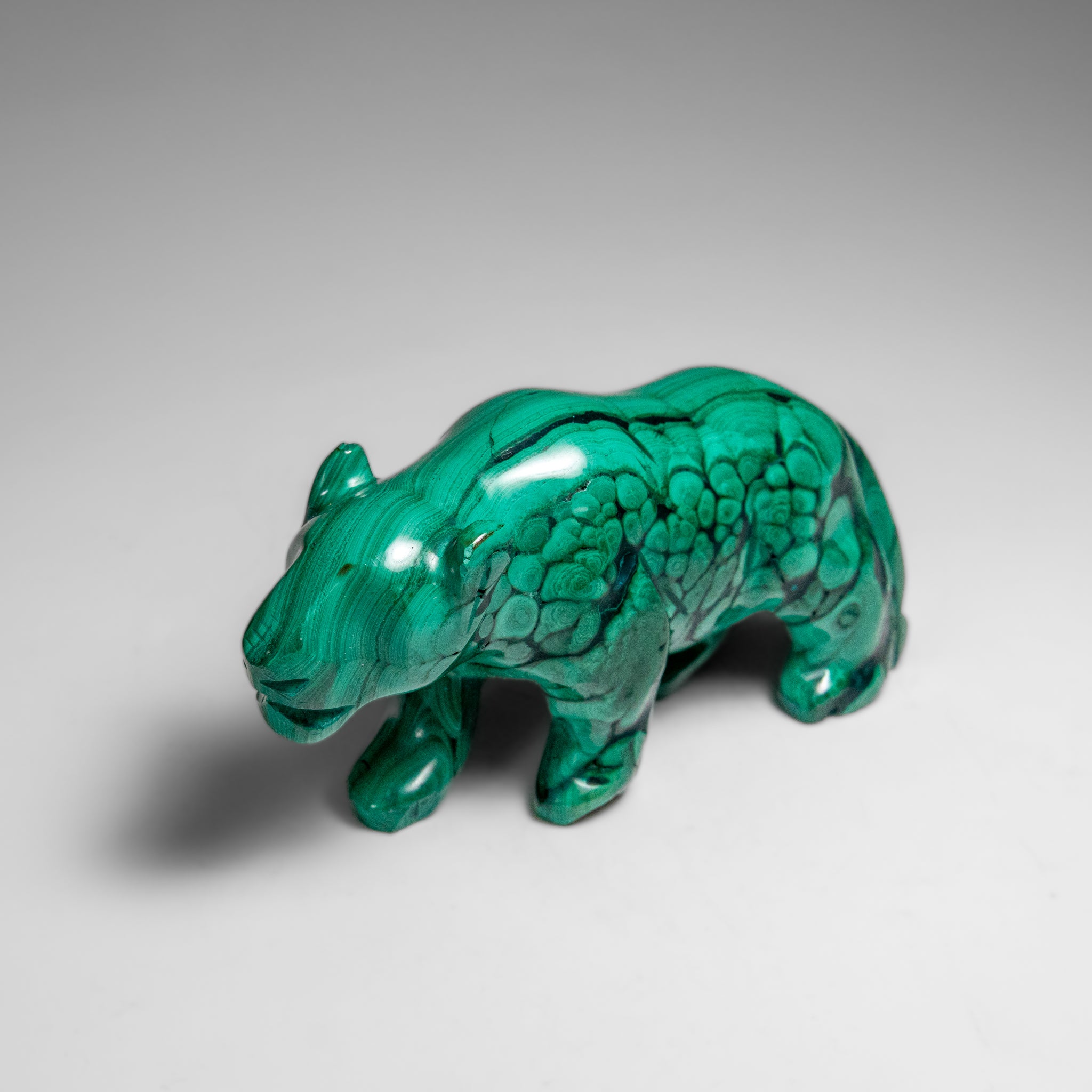 Genuine Polished Malachite Panther Carving (242.2 grams)