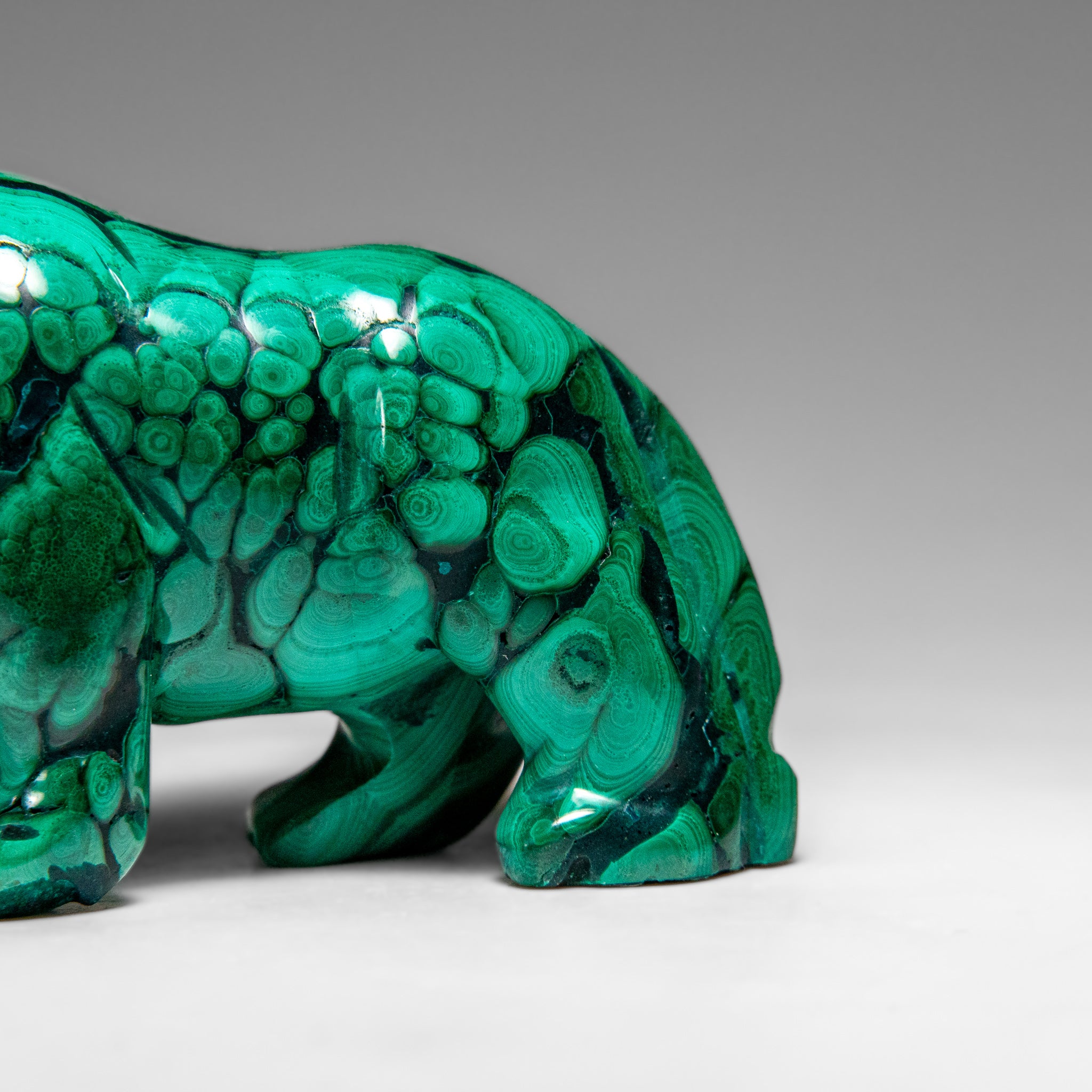 Genuine Polished Malachite Panther Carving (242.2 grams)