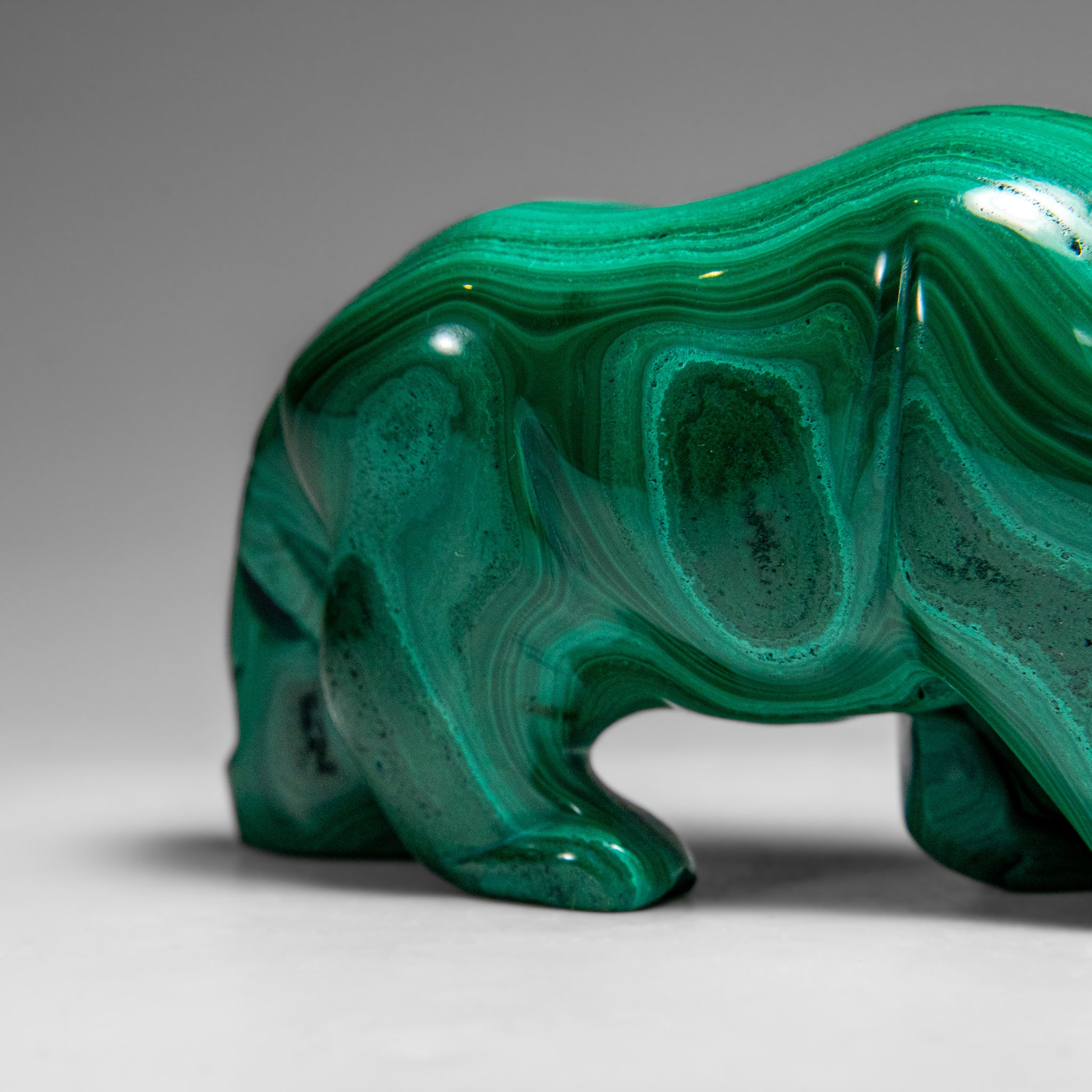 Genuine Polished Malachite Panther Carving (242.2 grams)