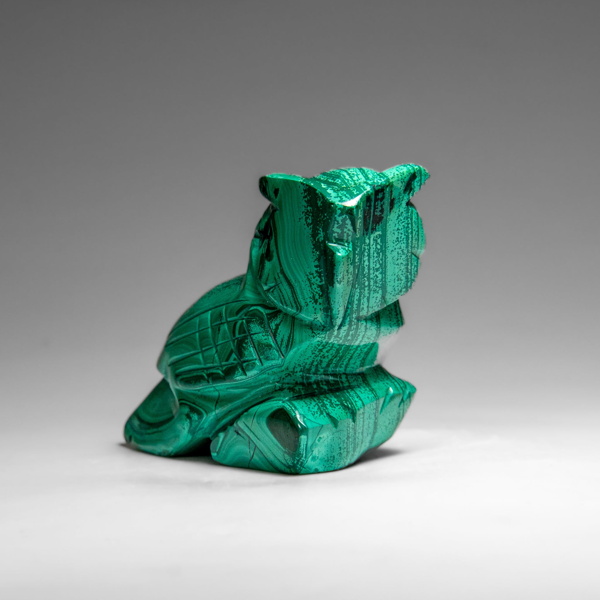 Genuine Polished Malachite Owl Carving (298 grams)
