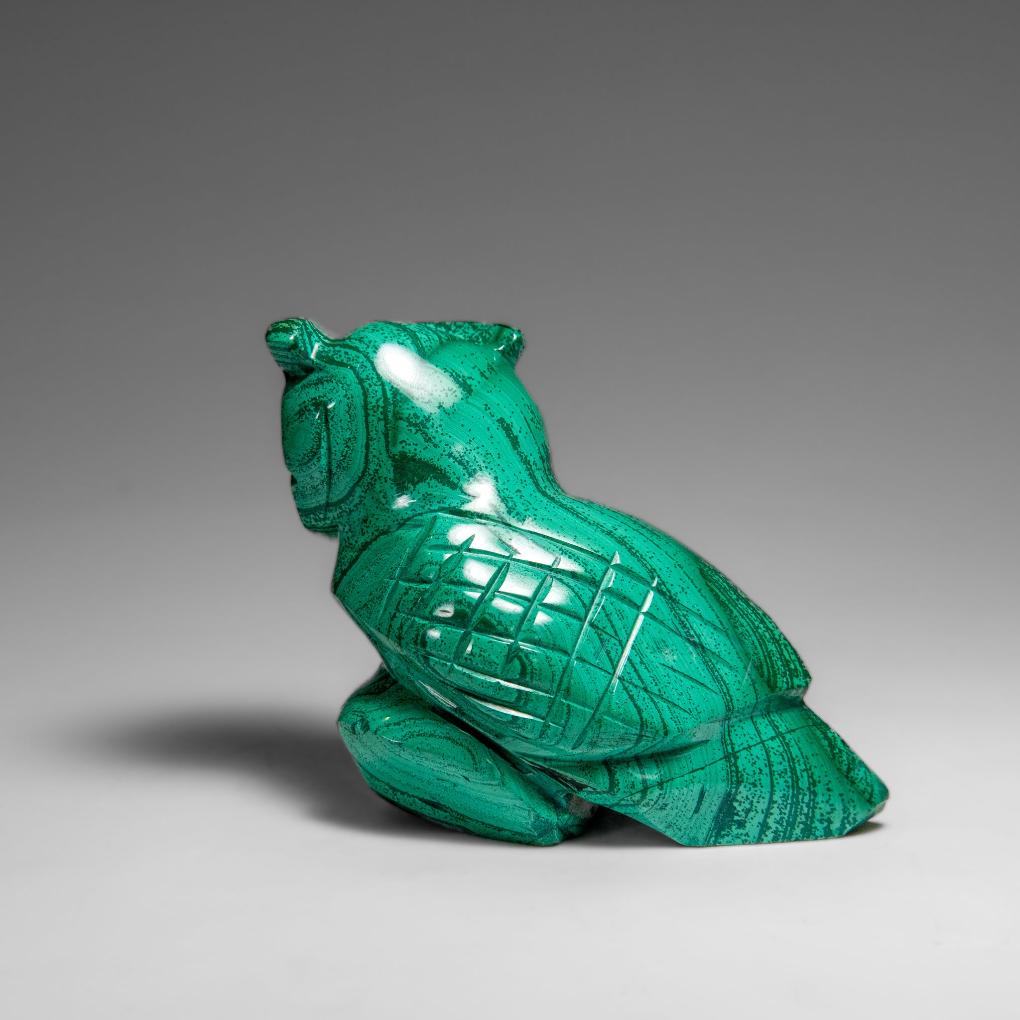 Genuine Polished Malachite Owl Carving (298 grams)
