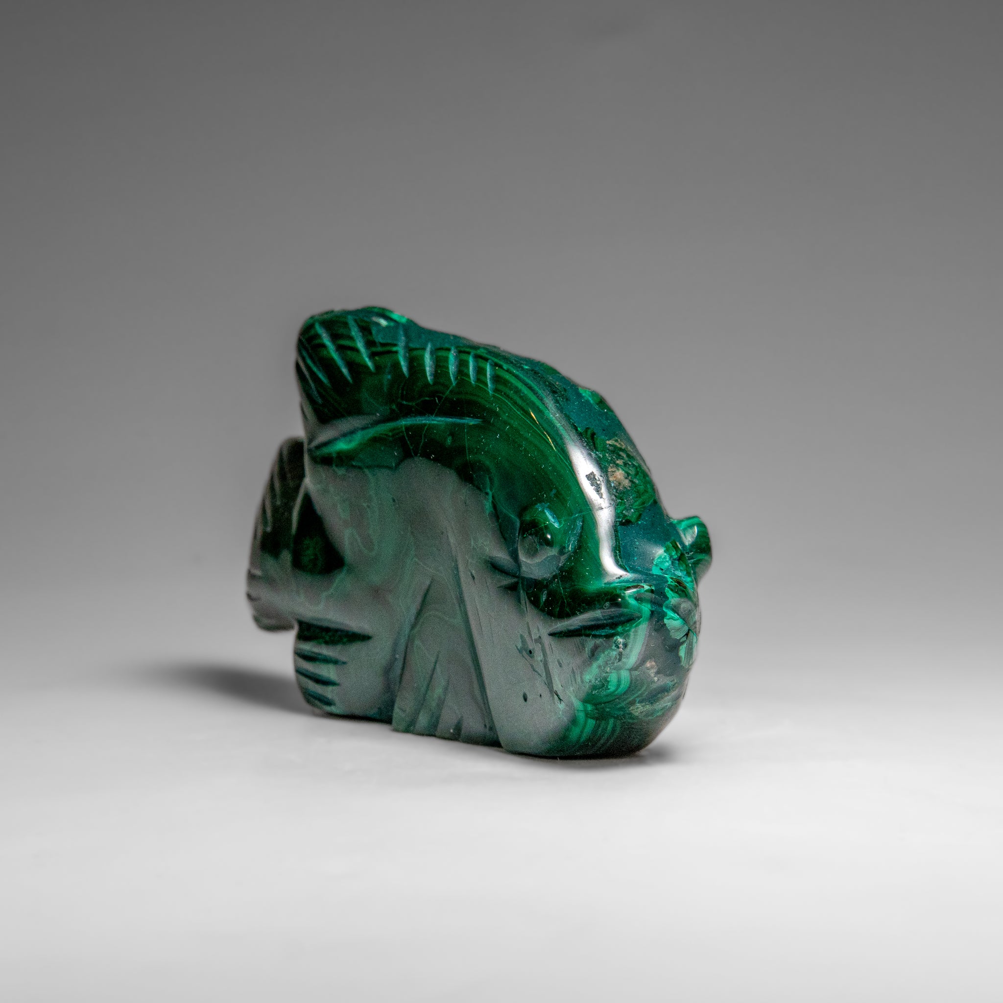 Genuine Polished Malachite Fish Carving (422.2 grams)