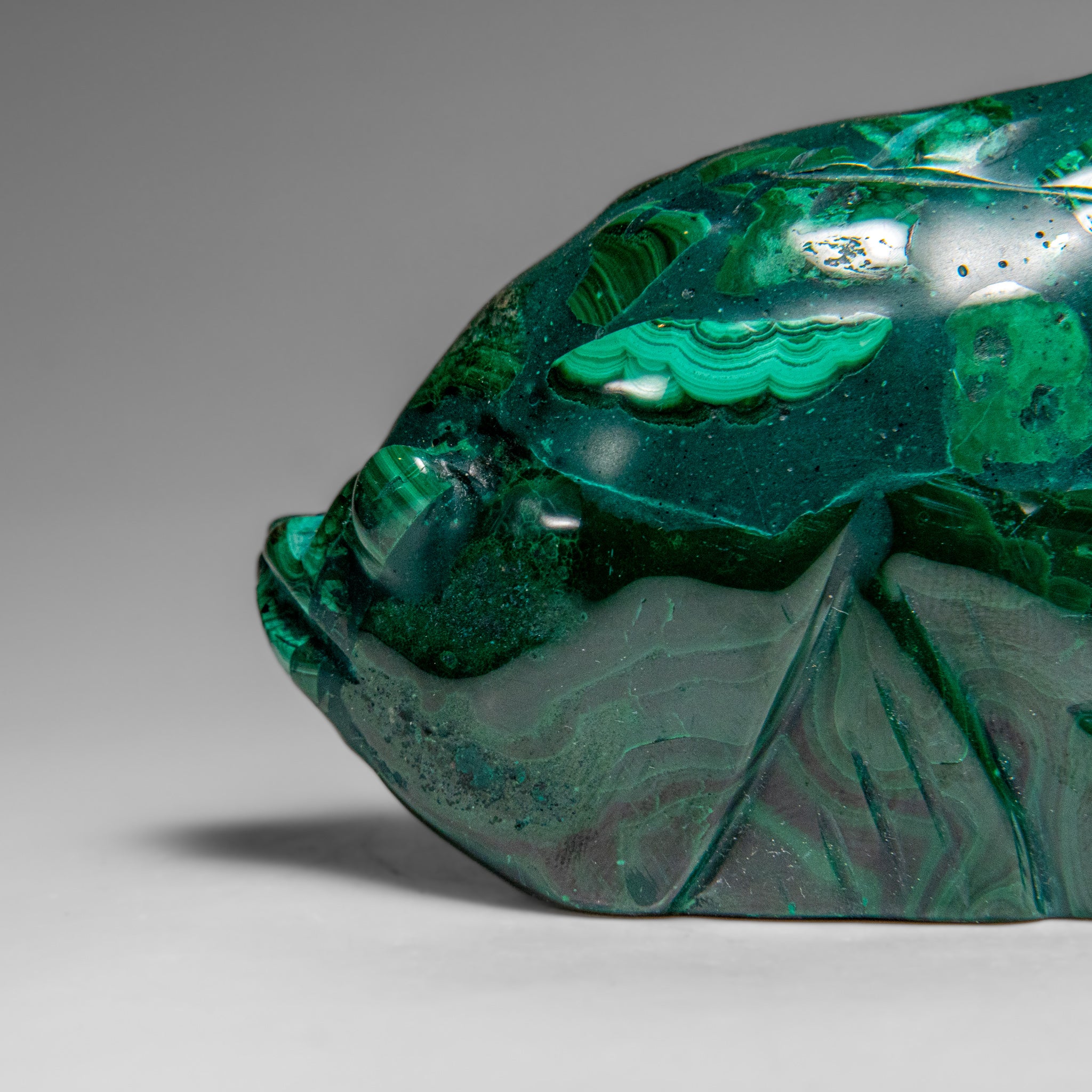 Genuine Polished Malachite Fish Carving (422.2 grams)