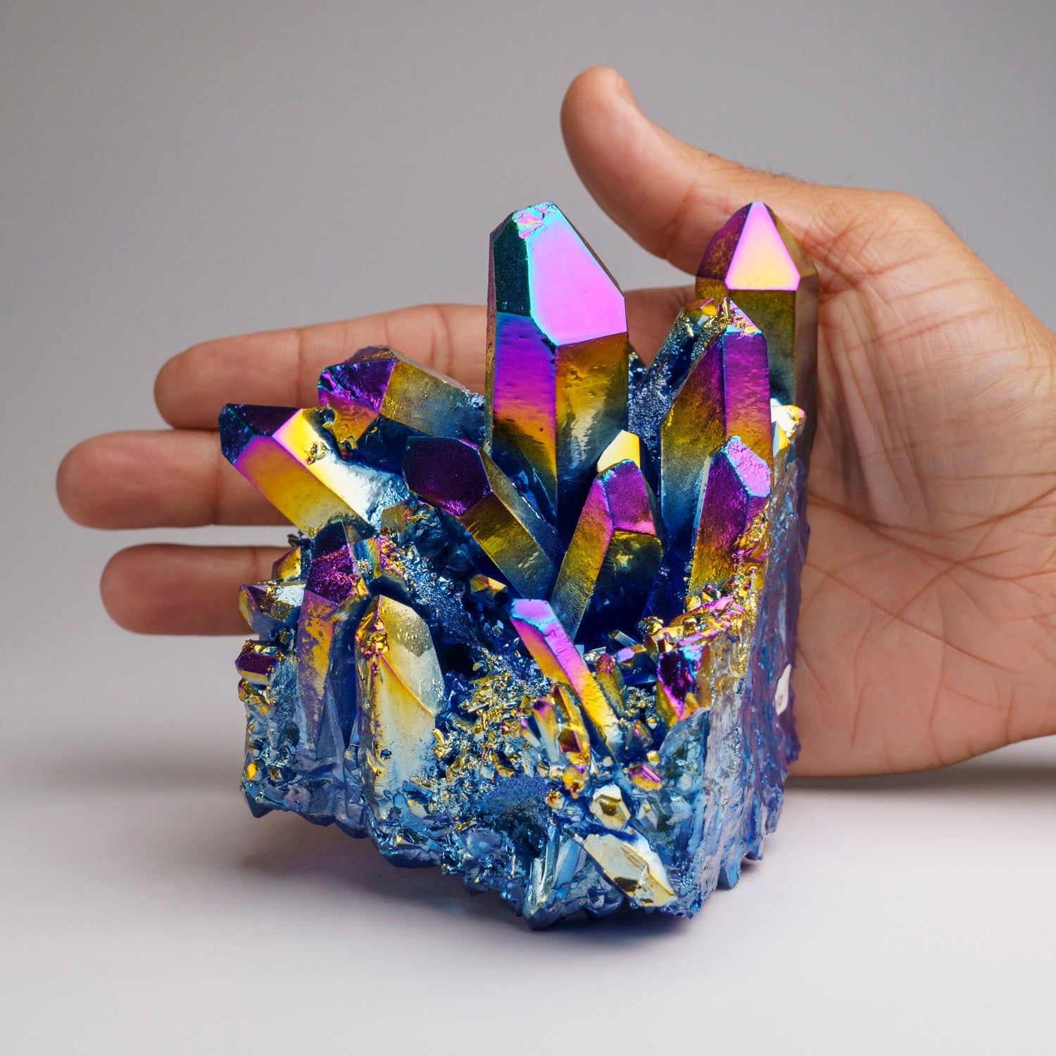 Rainbow Aura Quartz Crystal Cluster (2 lbs)