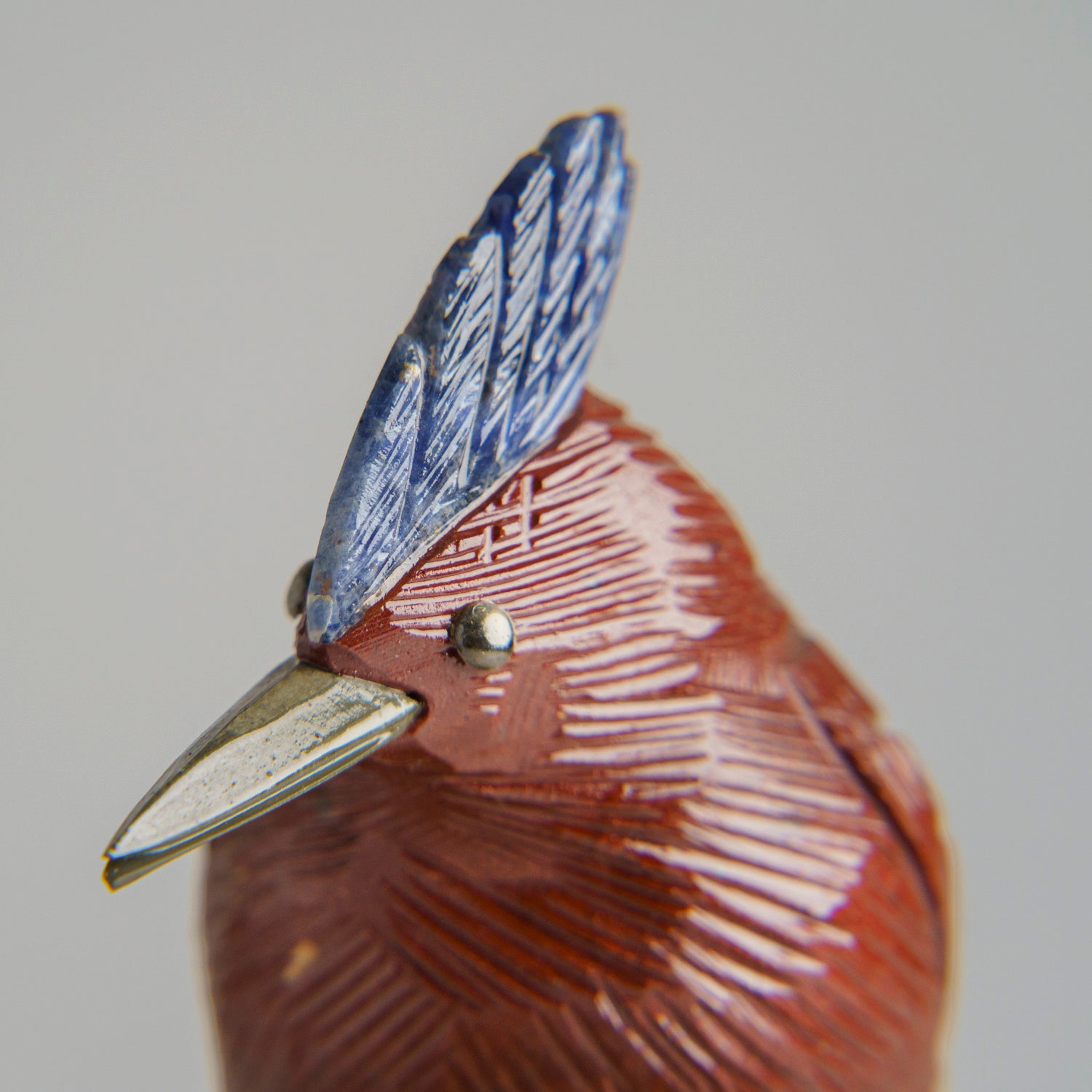 Polished Hand Carved Bird on a Quartz Crystal Cluster Matrix