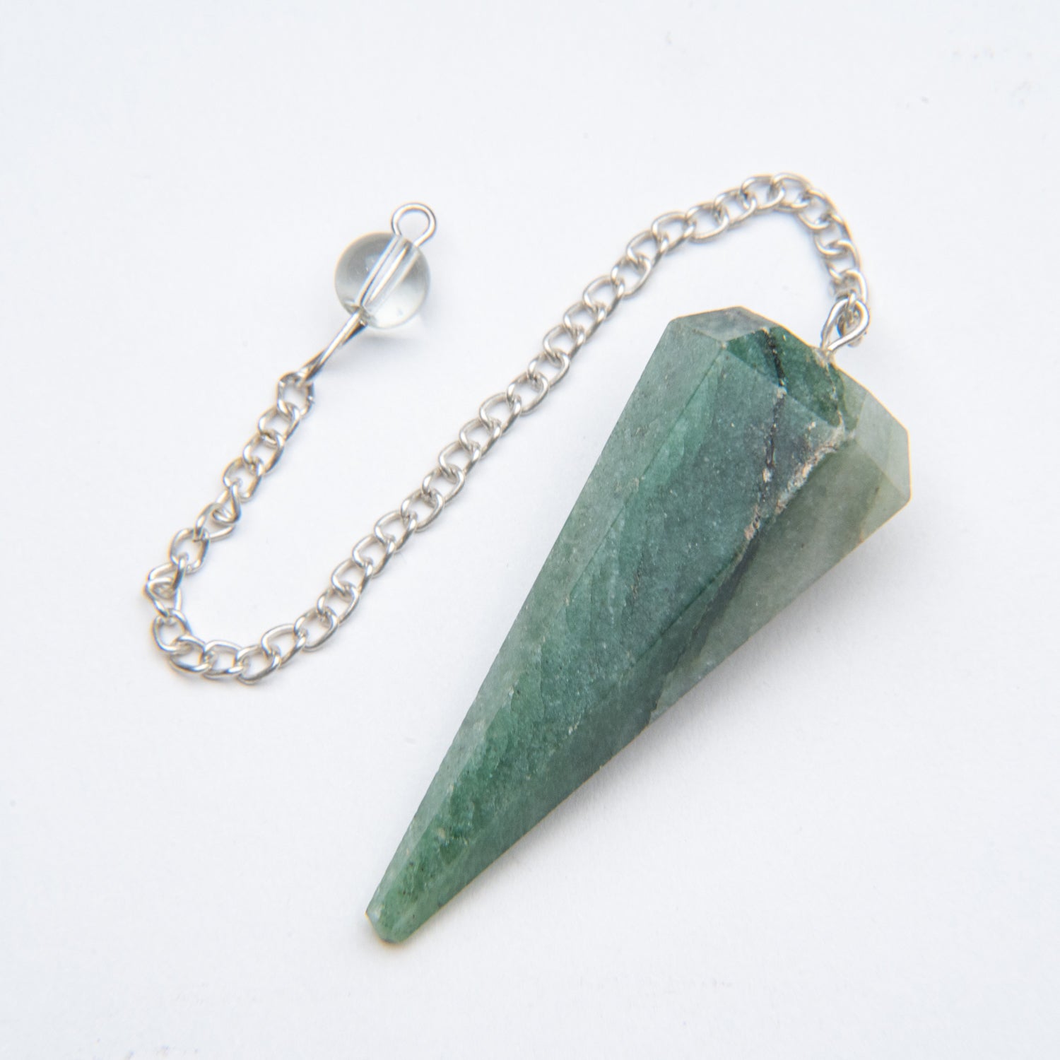 Genuine Polished Green Aventuine Pendulum (with Chain) with black velvet pouch