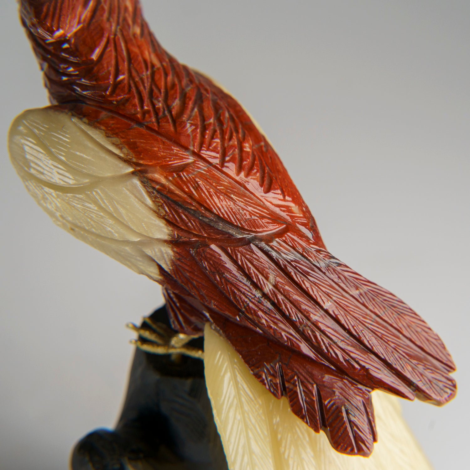 Polished Hand Carved Bird on a Tree Base