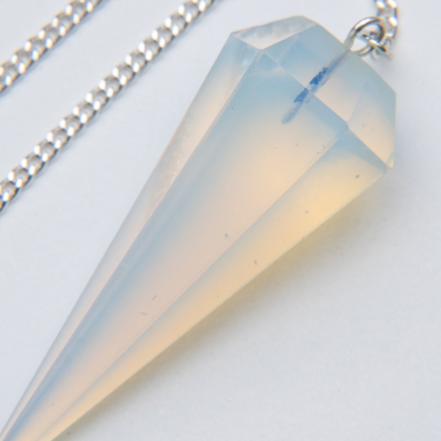 Genuine Polished Opalite Pendulum (with Chain) with black velvet pouch