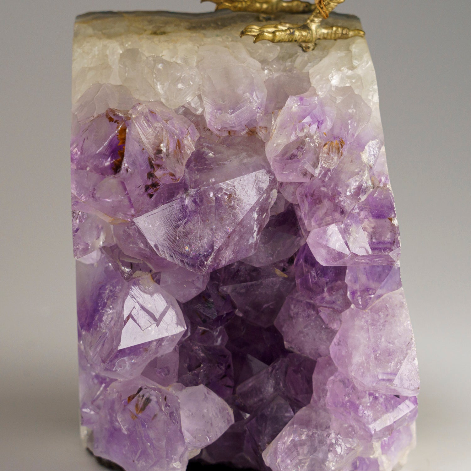 Polished Hand Carved Bird on a Amethyst Cluster Matrix