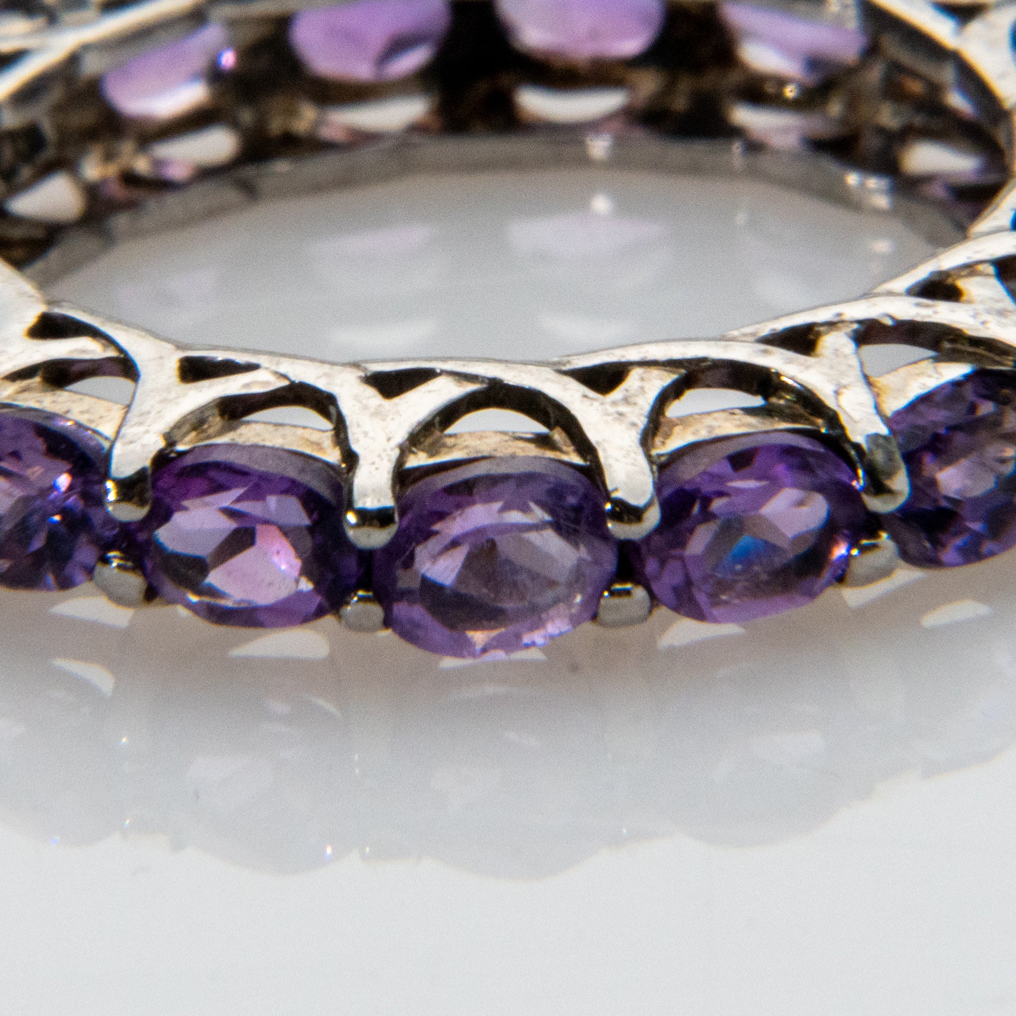 Amethyst Gemstone Sterling Silver Ring (Size 7)