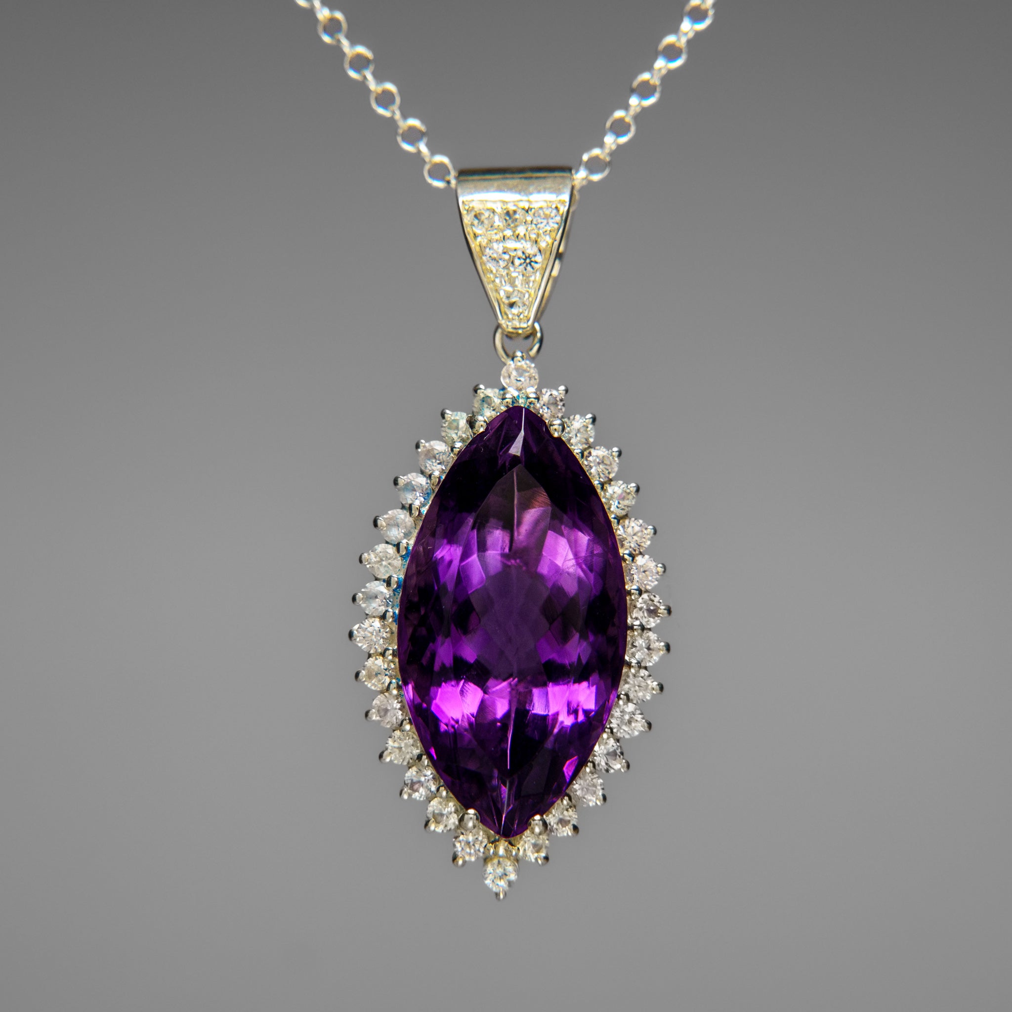 Sterling Silver Amethyst Gemstone Pendant with 18" Sterling Silver Chain