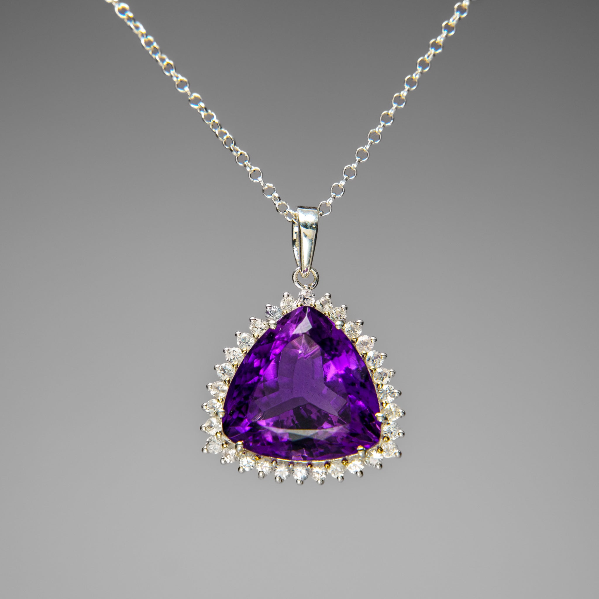 Sterling Silver Amethyst Gemstone Pendant with 18" Sterling Silver Chain