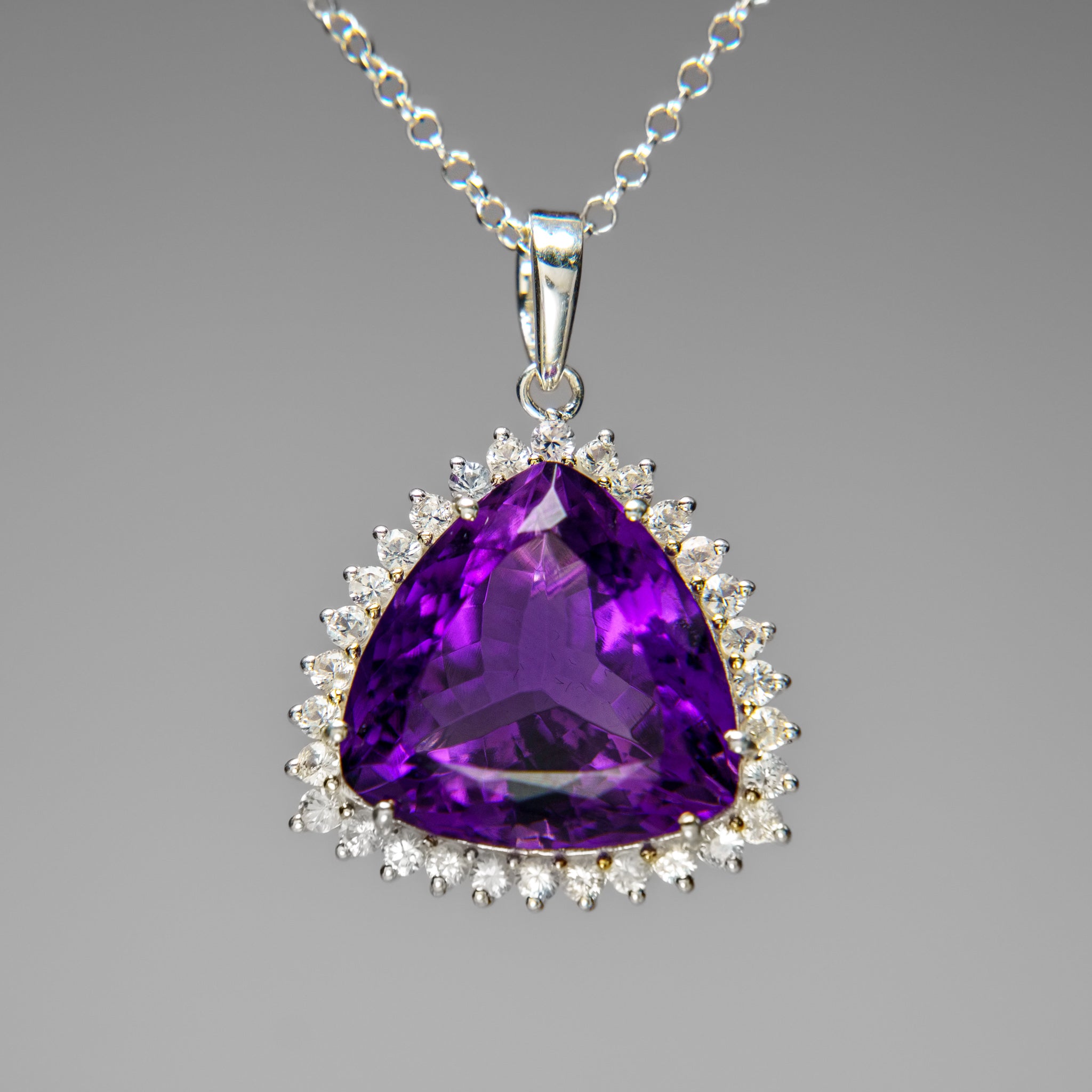 Sterling Silver Amethyst Gemstone Pendant with 18" Sterling Silver Chain