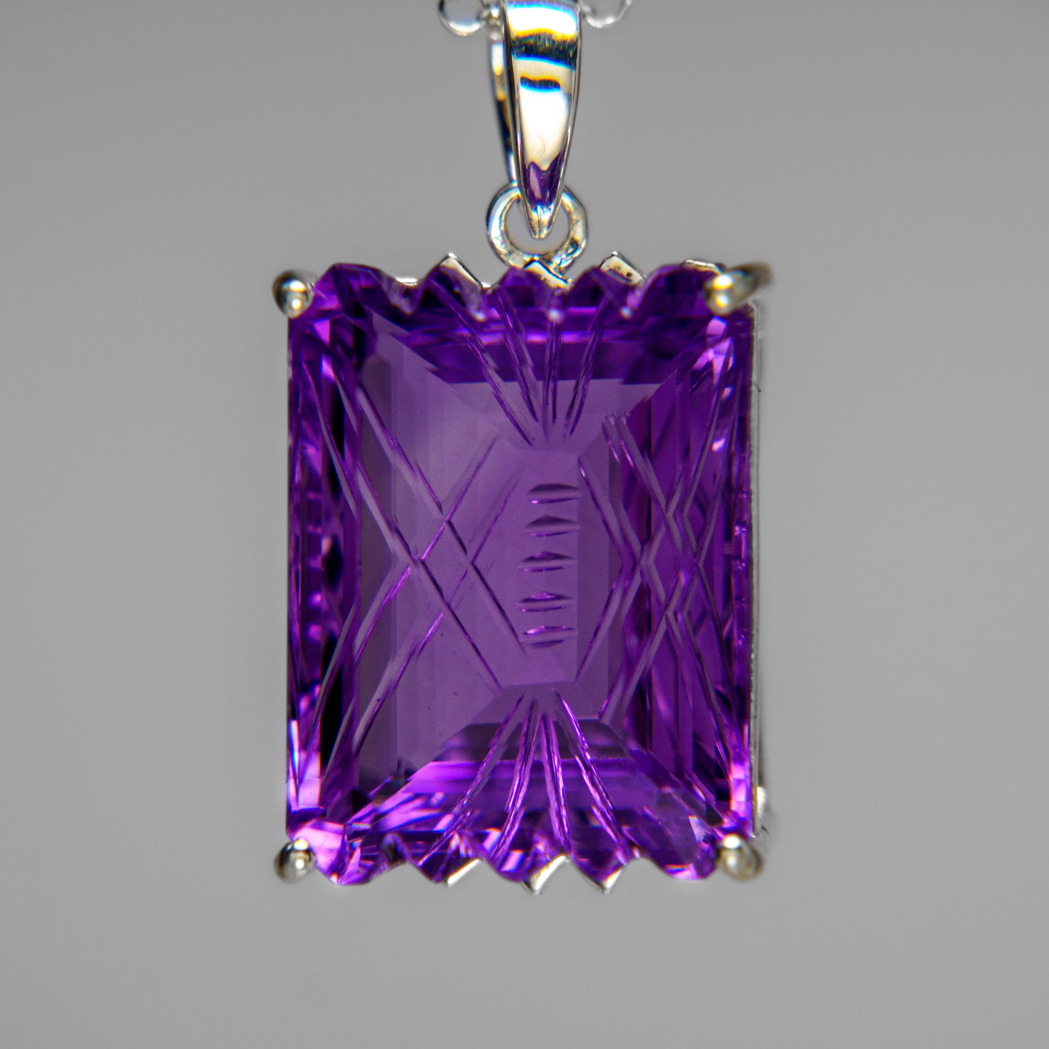 Sterling Silver Amethyst Gemstone Pendant with 18" Sterling Silver Chain