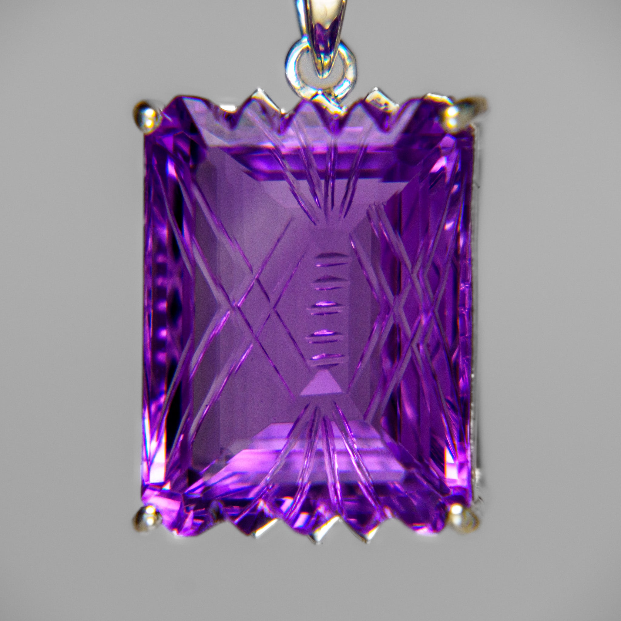 Sterling Silver Amethyst Gemstone Pendant with 18" Sterling Silver Chain