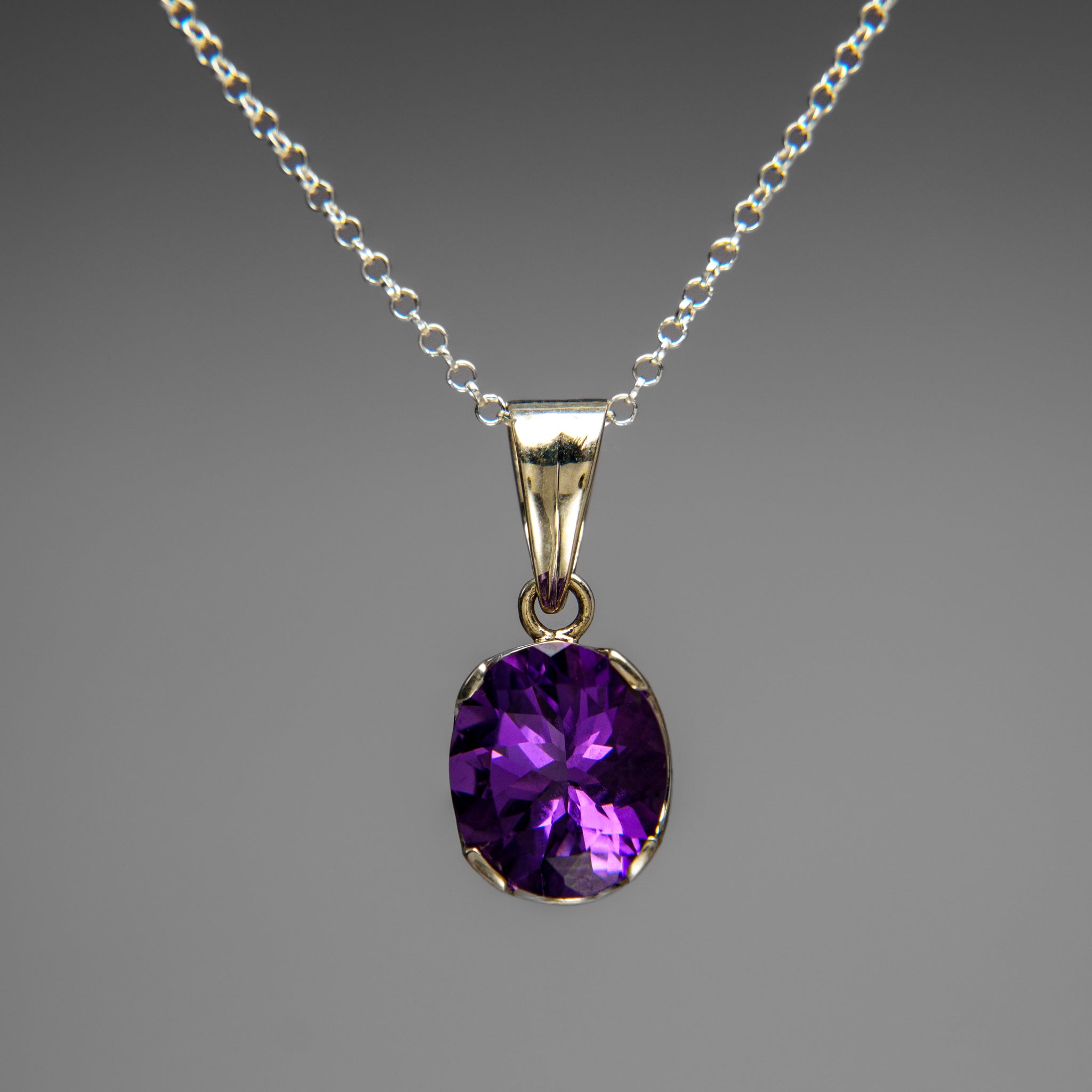 Sterling Silver Amethyst Gemstone Pendant with 18" Sterling Silver Chain