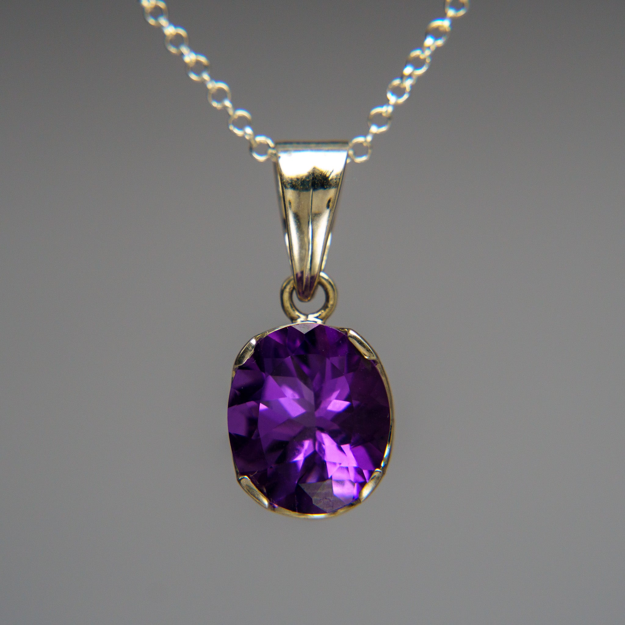 Sterling Silver Amethyst Gemstone Pendant with 18" Sterling Silver Chain