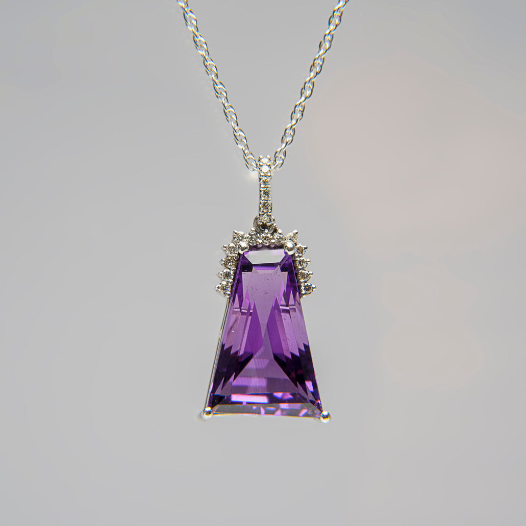 14k White Gold Amethyst (6.7ct.) Pendant — Astro Gallery of Gems Elegant white gold and amethyst Pendant Necklace main image 0