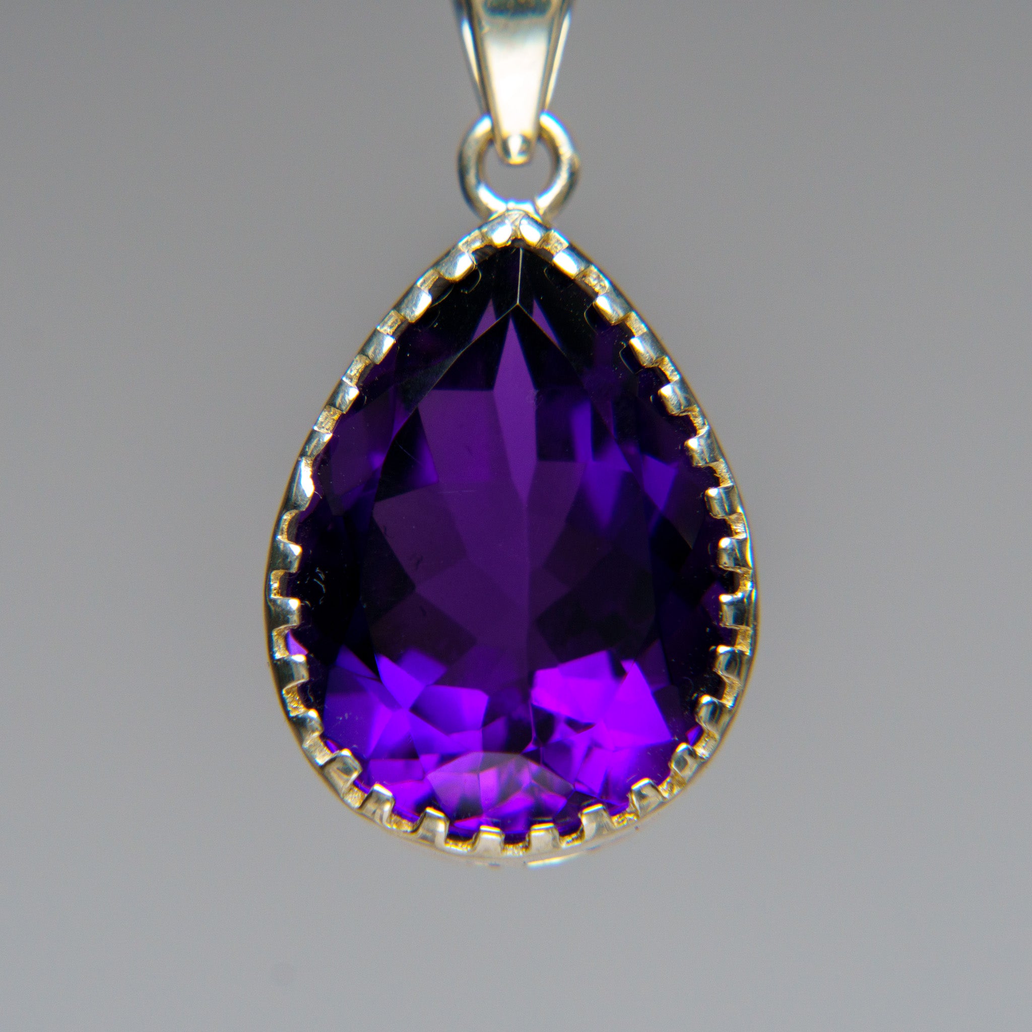 Sterling Silver Amethyst Gemstone Pendant with 18" Sterling Silver Chain