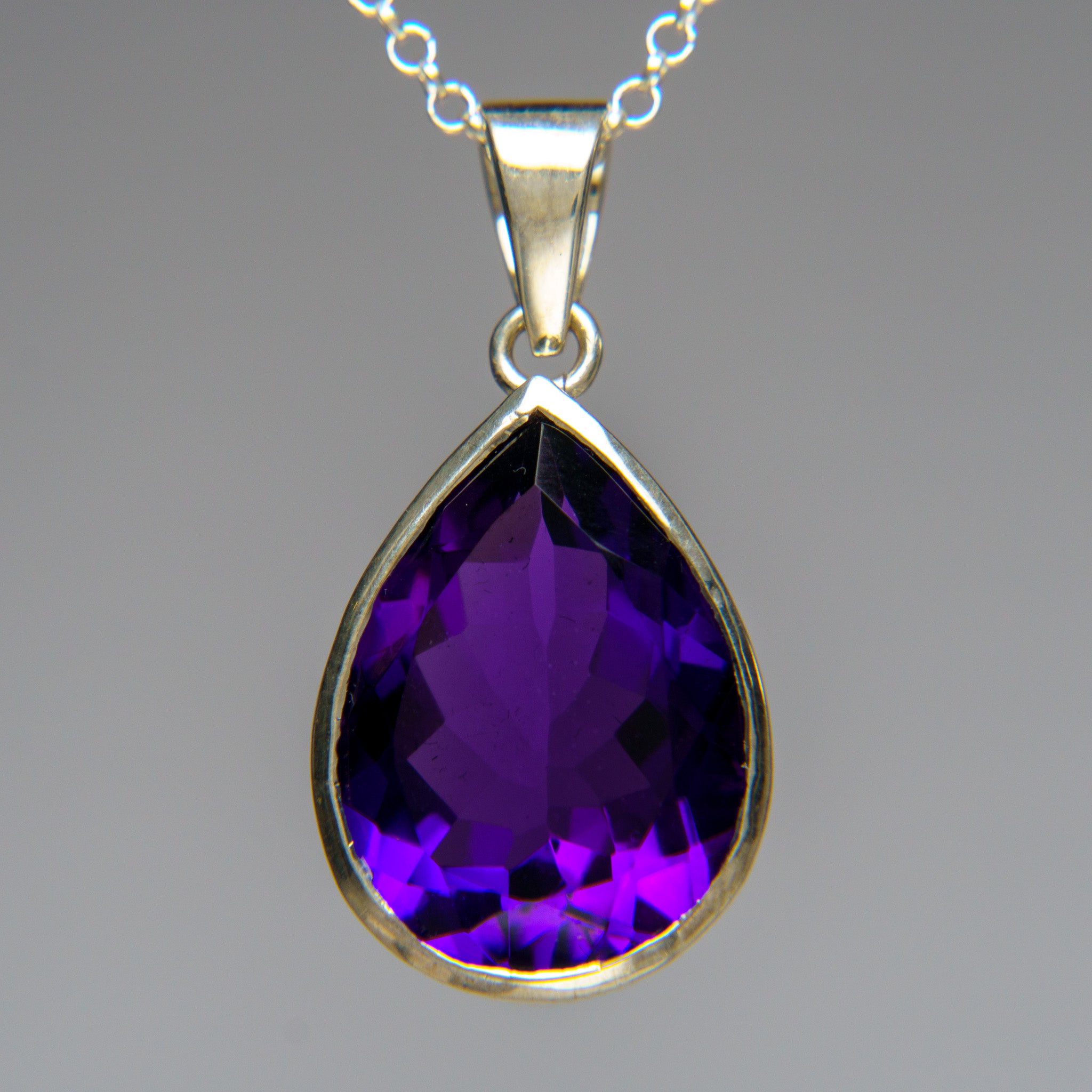 Sterling Silver Amethyst Gemstone Pendant with 18" Sterling Silver Chain