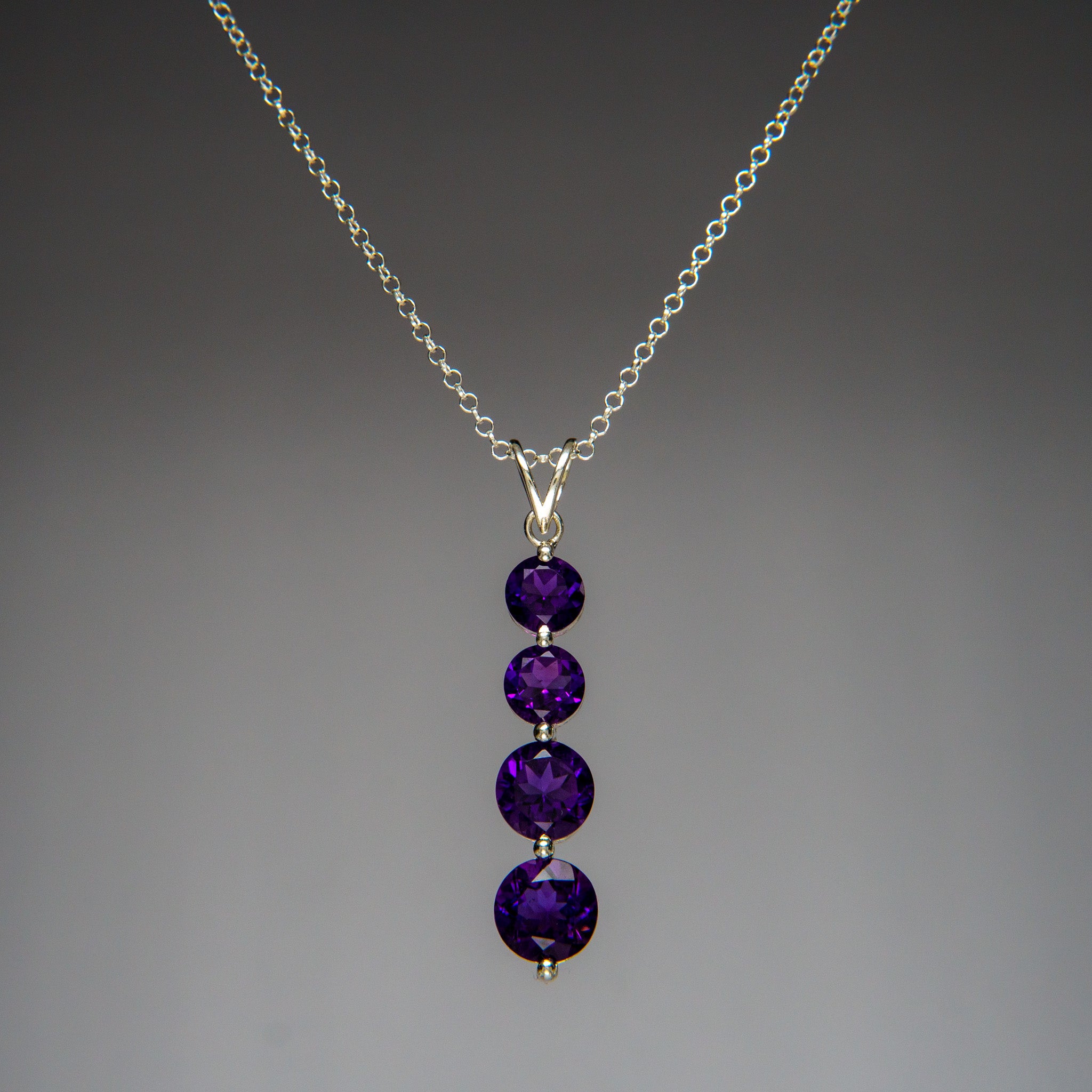 Sterling Silver Amethyst Gemstone Pendant with 18" Sterling Silver Chain
