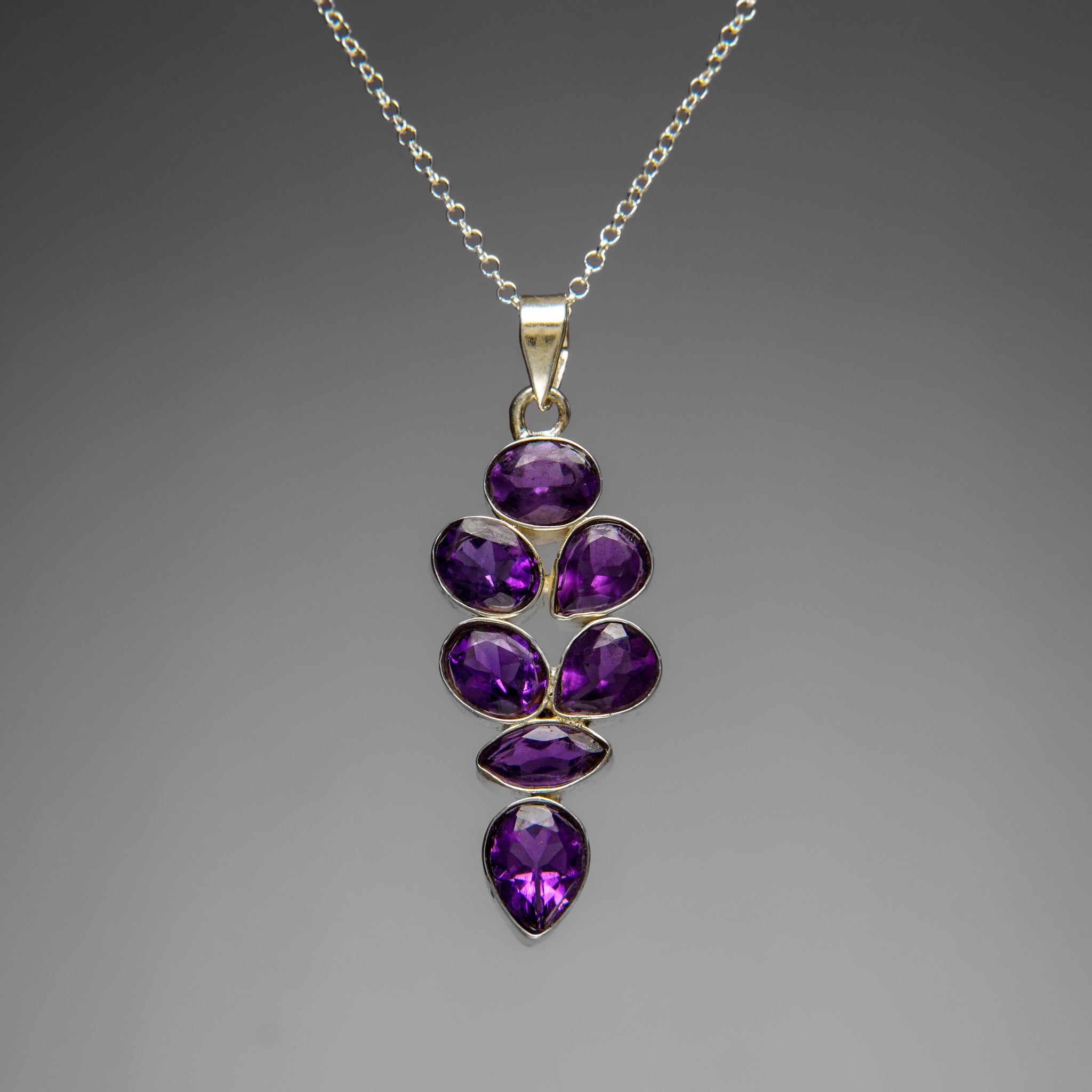 Sterling Silver Amethyst Gemstone Pendant with 18" Sterling Silver Chain