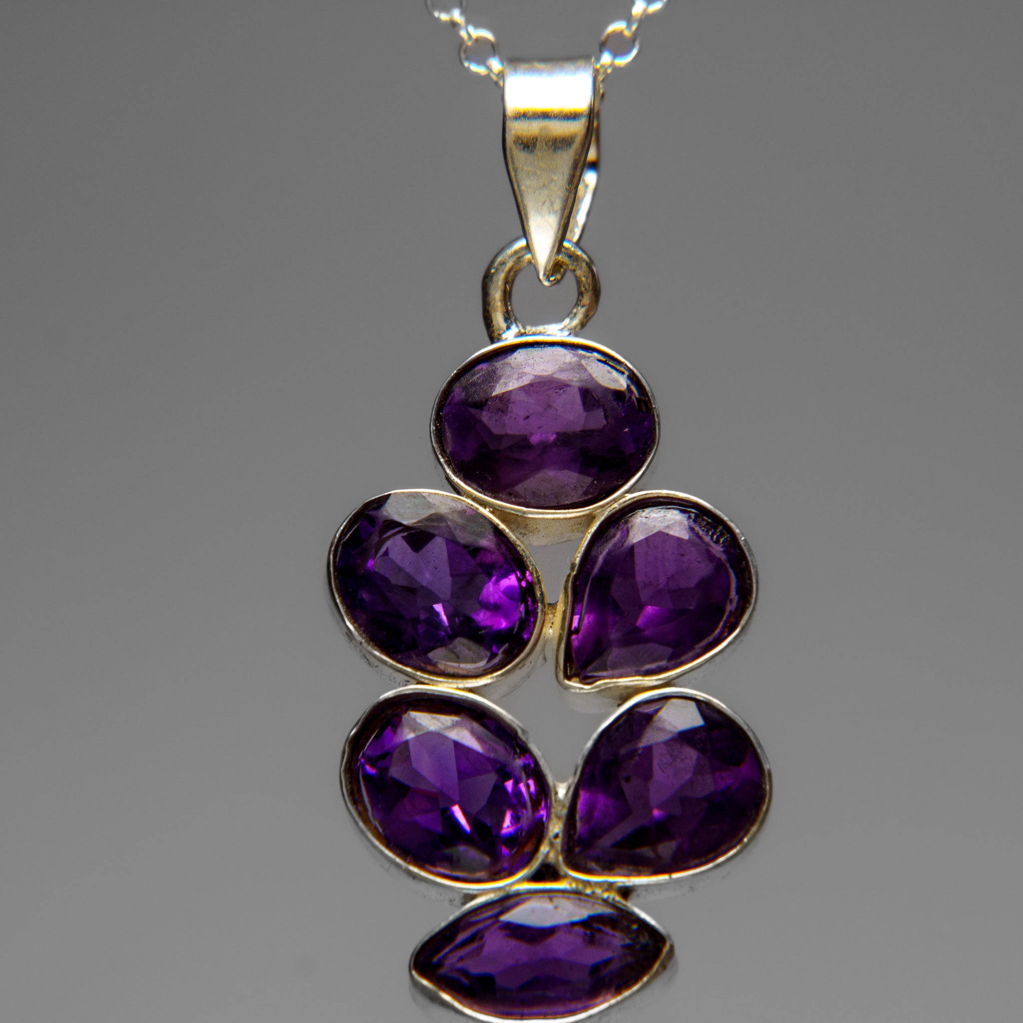 Sterling Silver Amethyst Gemstone Pendant with 18" Sterling Silver Chain