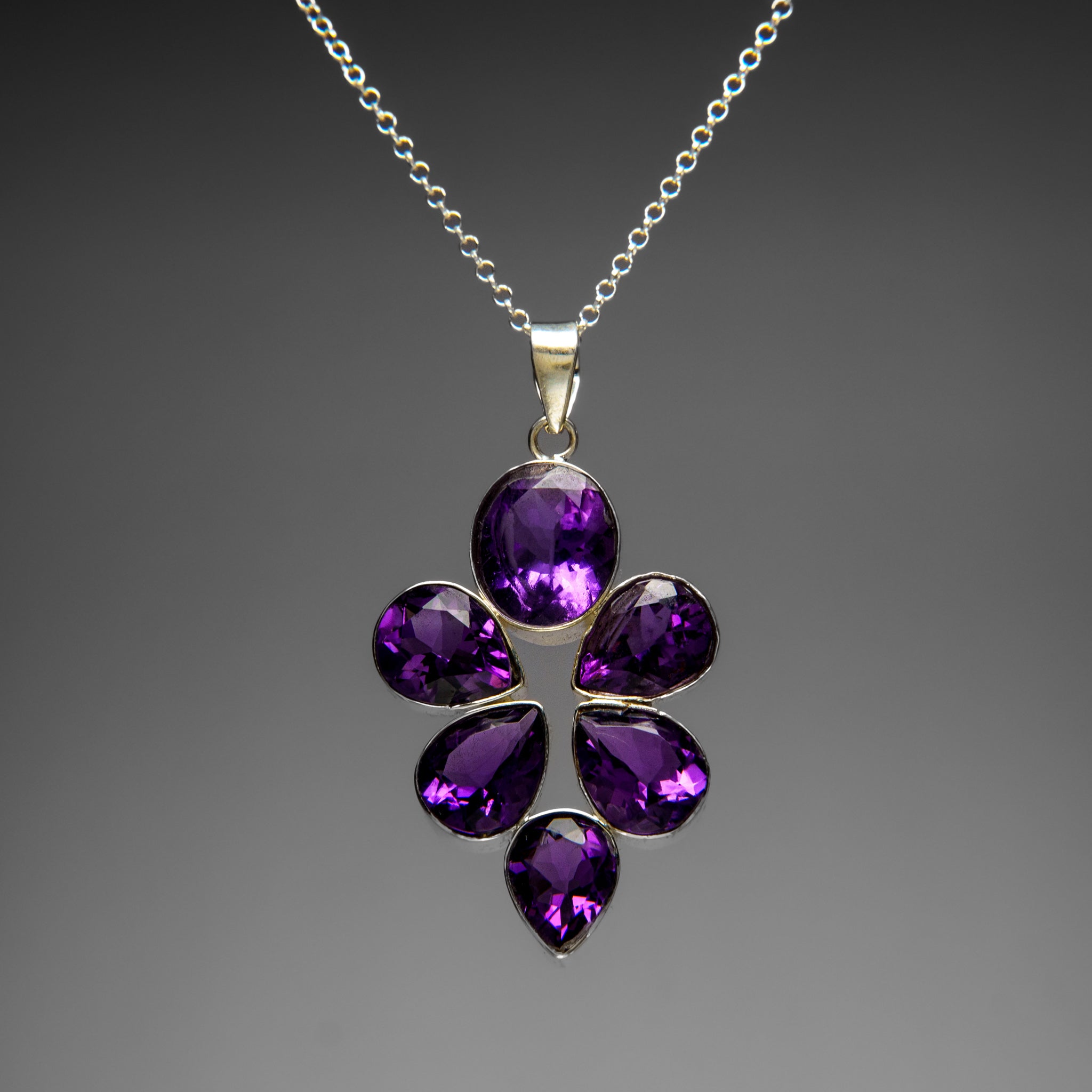 Sterling Silver Amethyst Gemstone Pendant with 18" Sterling Silver Chain