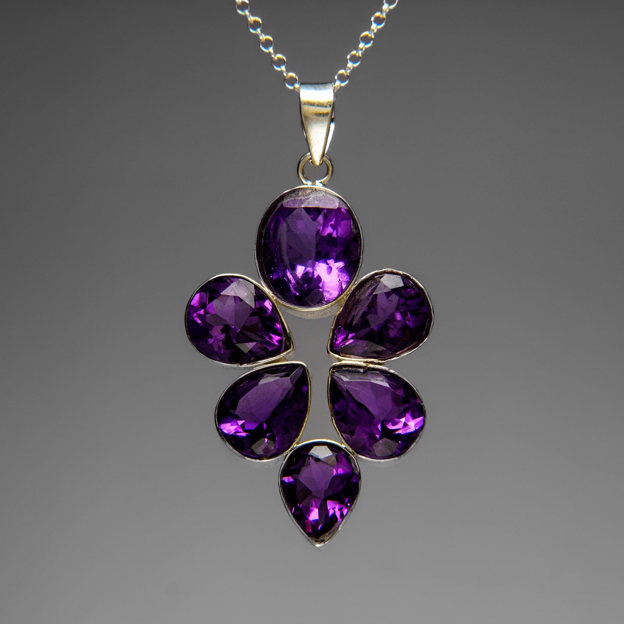 Sterling Silver Amethyst Gemstone Pendant with 18" Sterling Silver Chain