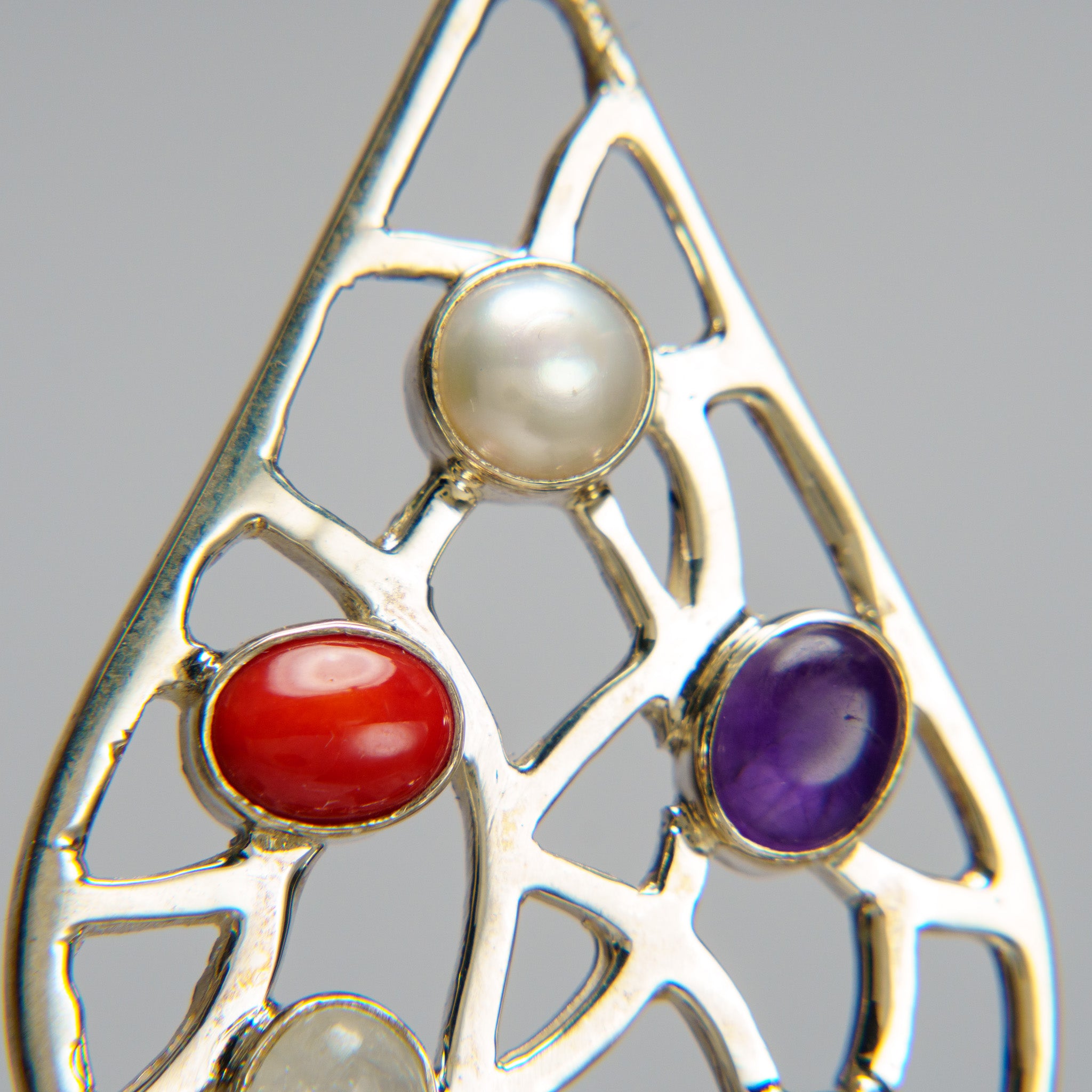 Sterling Silver Multi Gemstone Pendant with 18" Sterling Silver Chain